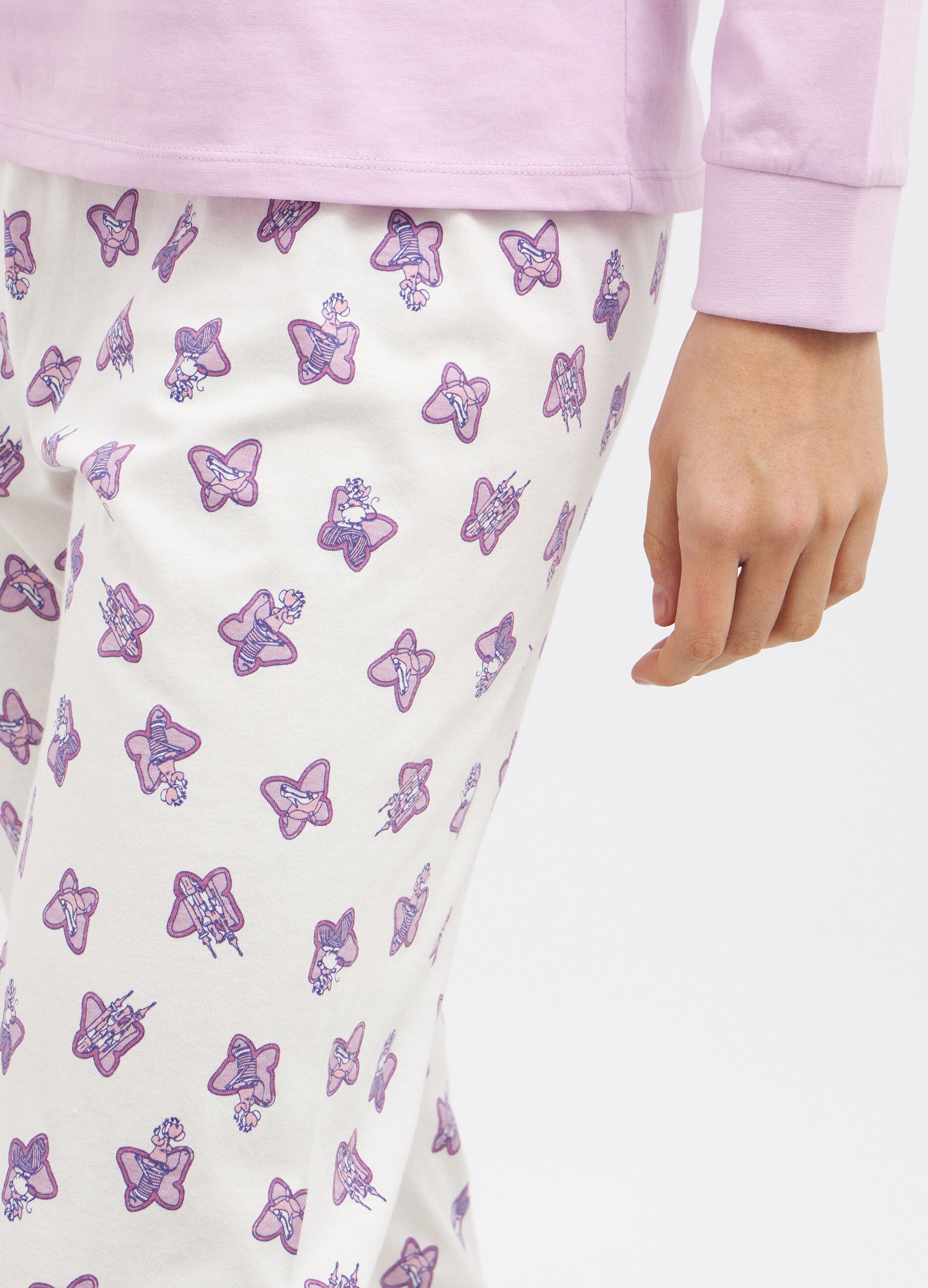Set pigiama lungo in puro cotone con stampa donna_2
