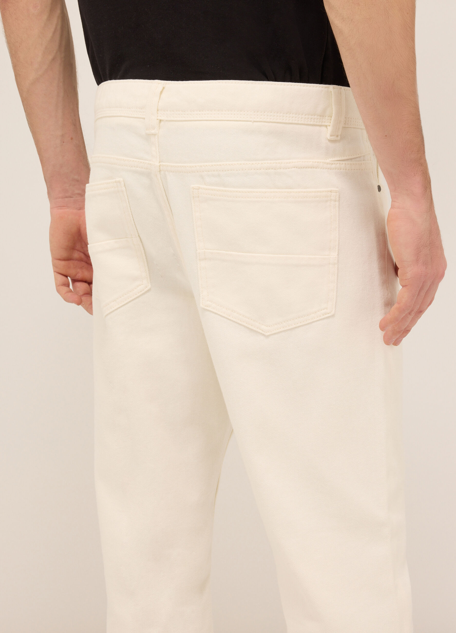 Pantalone 5 tasche in twill di cotone uomo_3