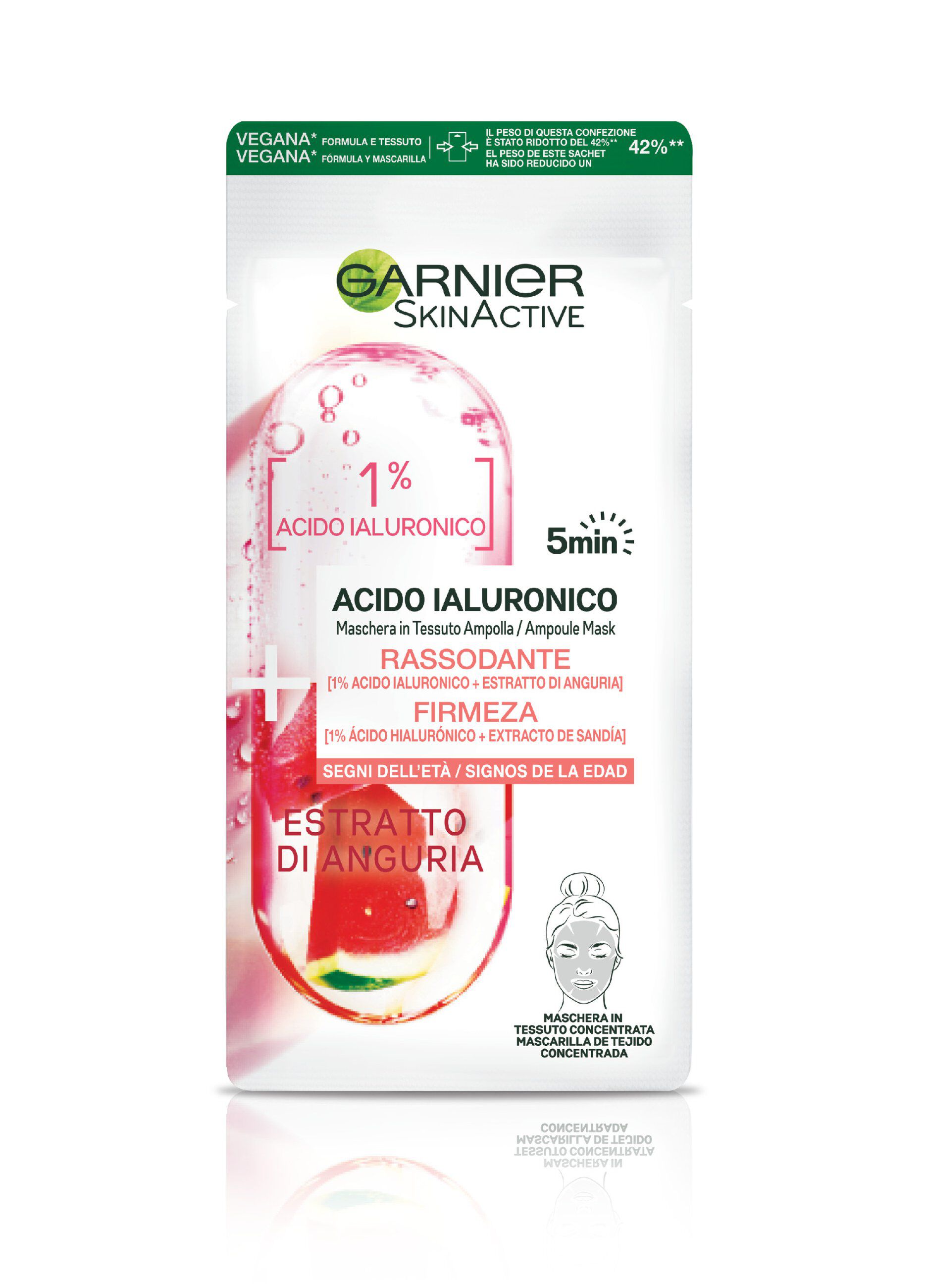 Garnier Maschera in Tessuto Ampolla Rassodante, Contro i Segni dell'Età, Estratto di Anguria e Acido Ialuronico._0