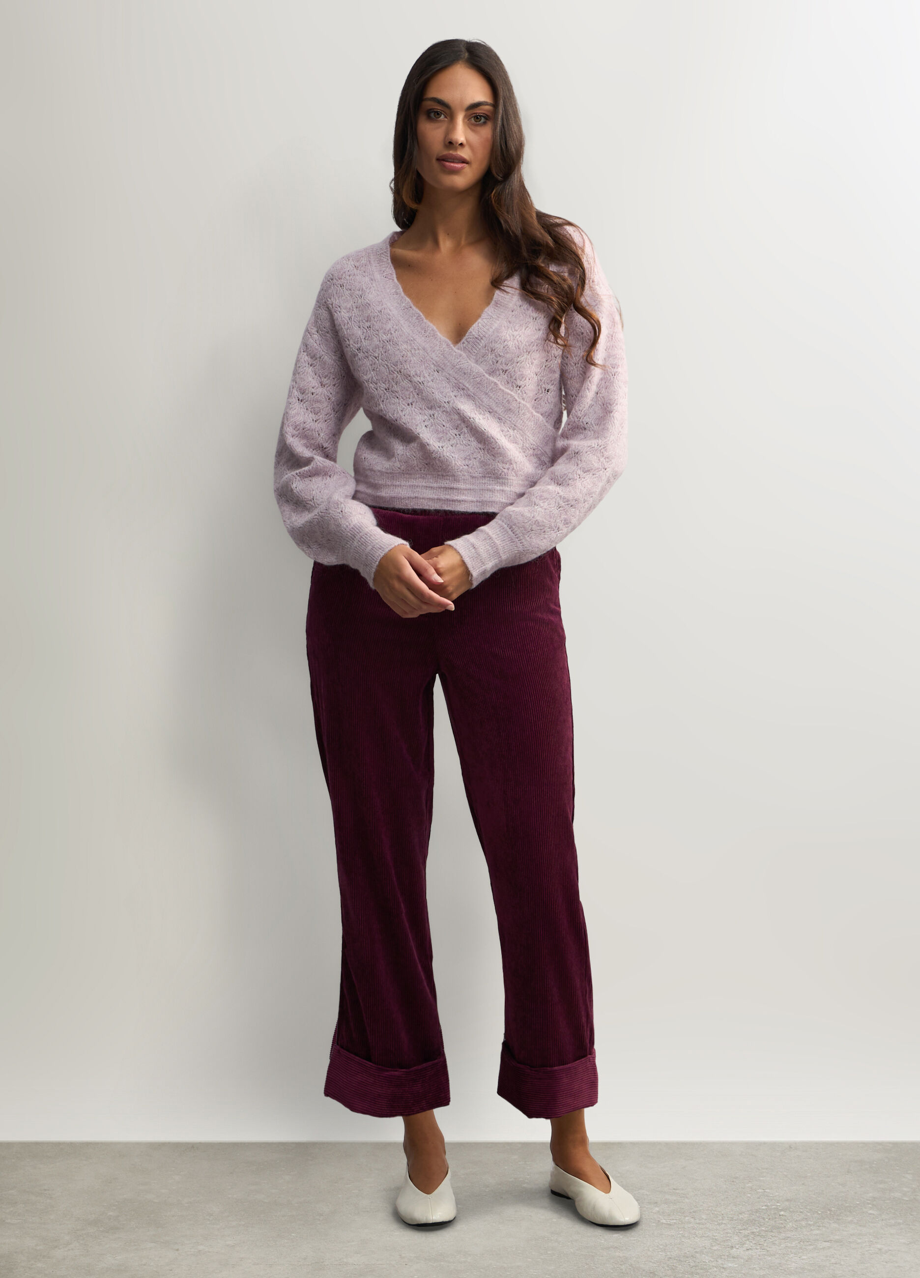 Pantaloni Straight Fit in velluto a coste donna_0