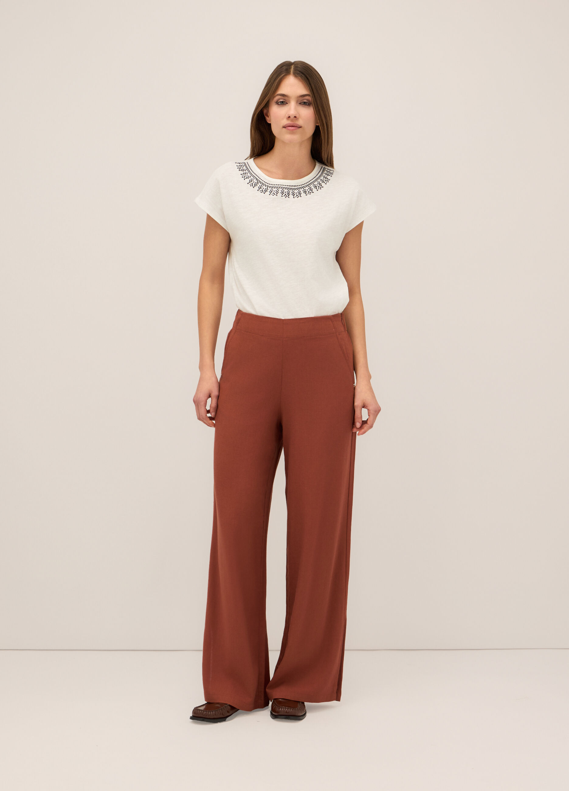 Pantaloni palazzo misto lino donna_0