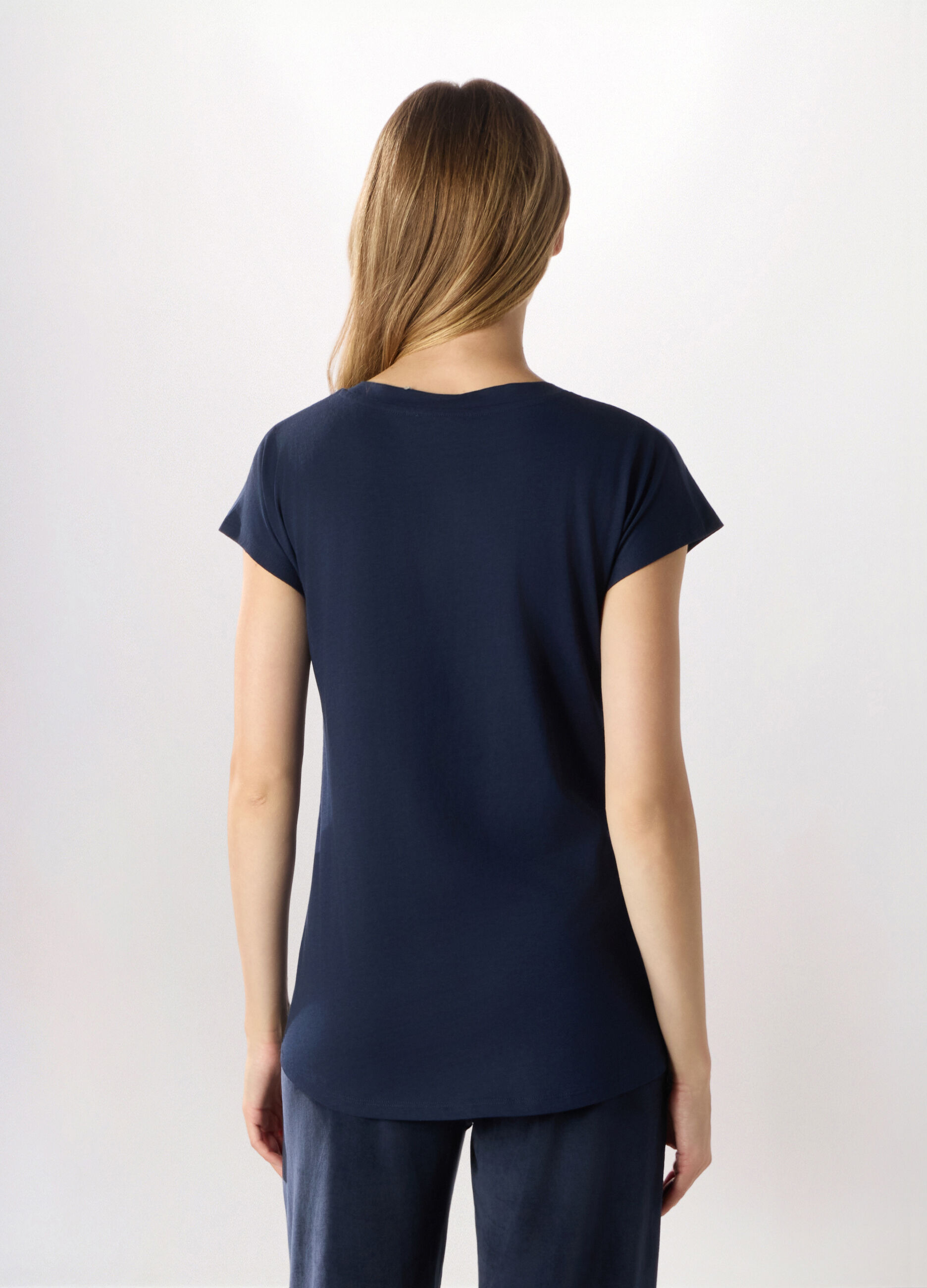 T-shirt in jersey di cotone stretch donna_1