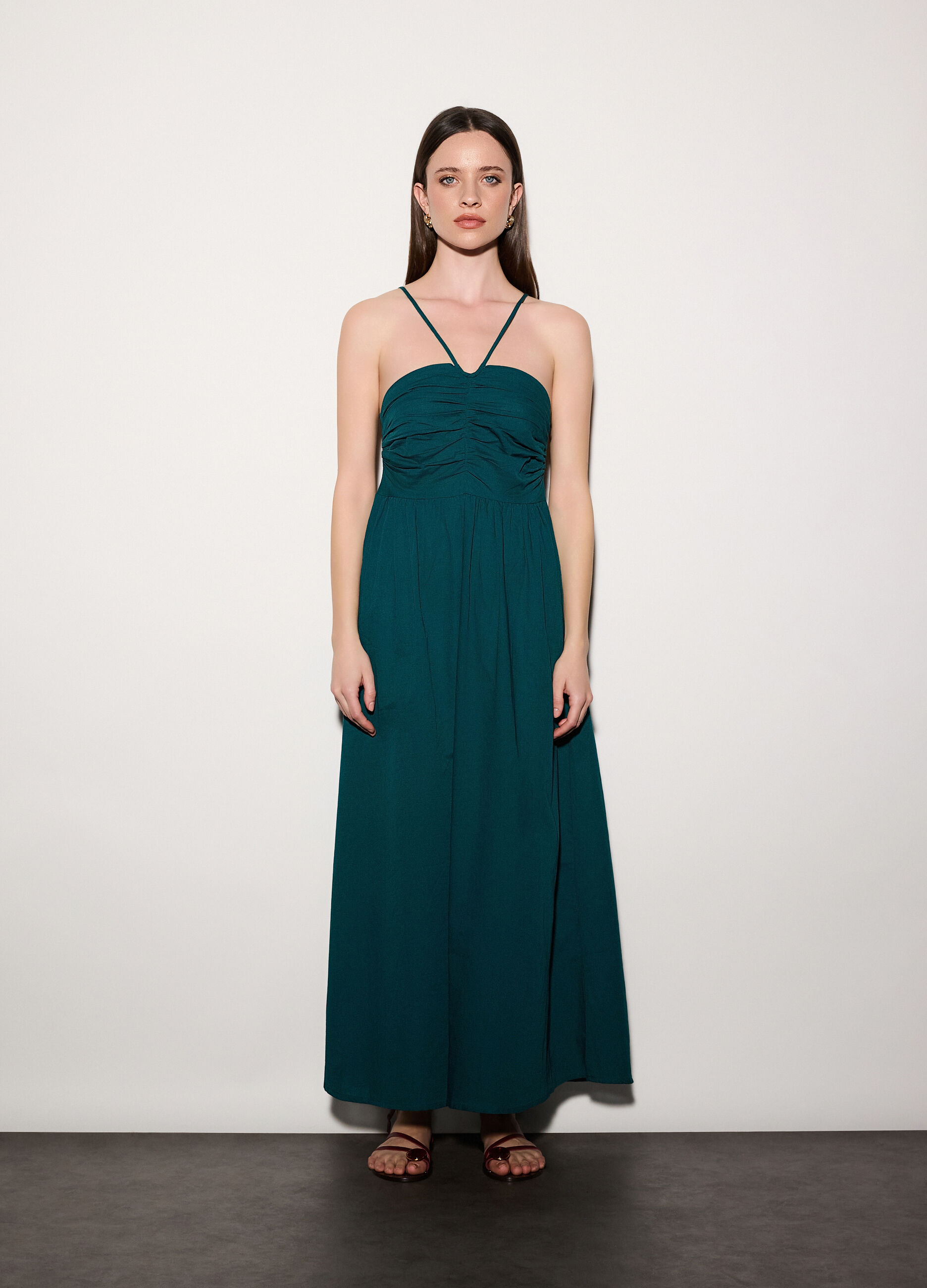 Abito lungo misto lino donna_1