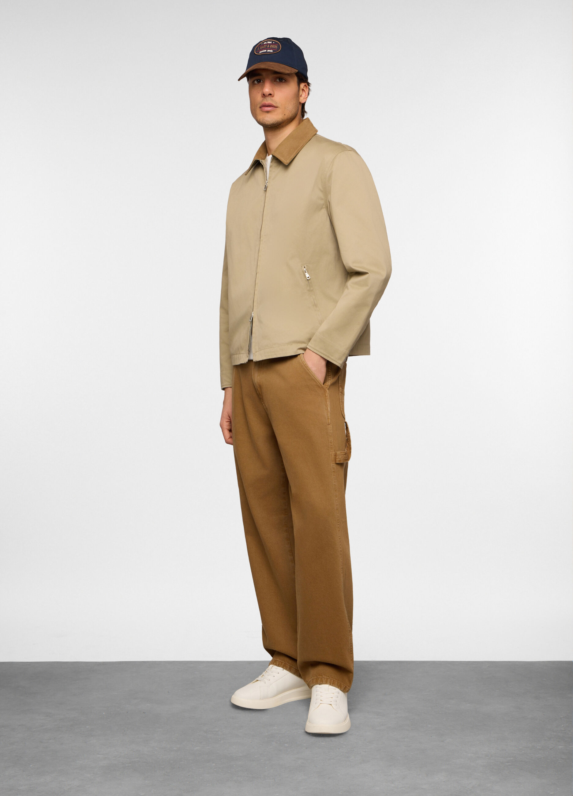 Giacca con zip e colletto scamosciato uomo_0