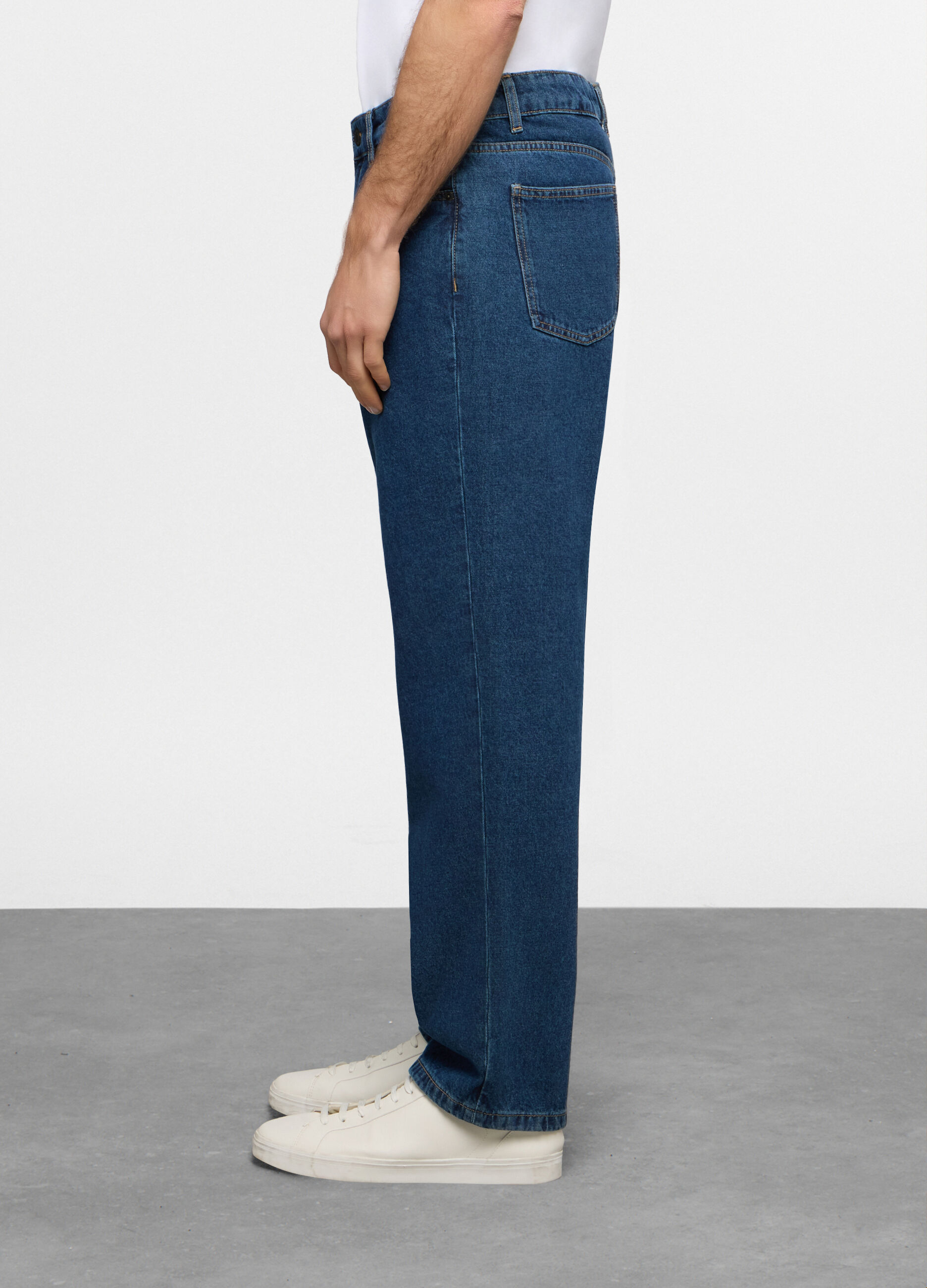 Jeans loose fit in denim di cotone uomo_1