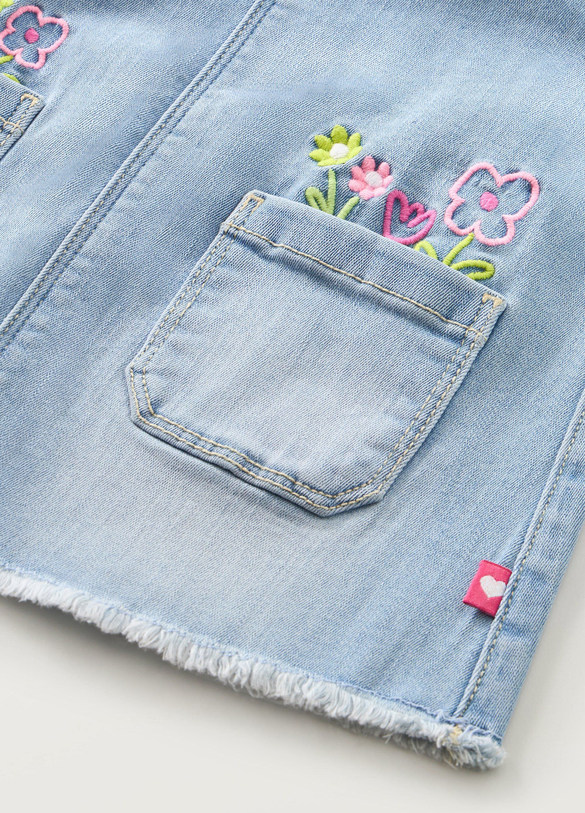 Salopette-gonna in denim di misto cotone neonata_1