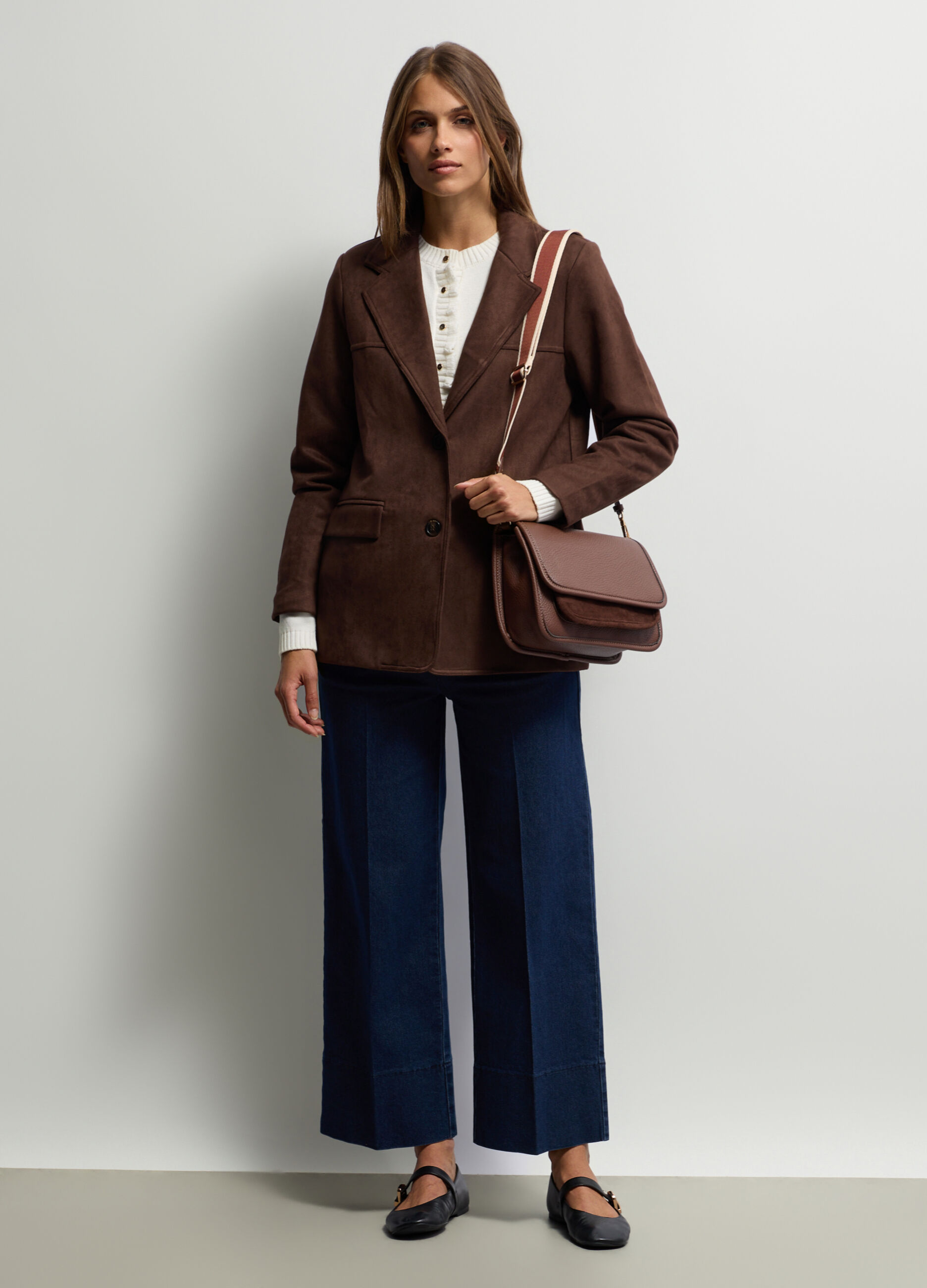 Blazer in eco pelle scamosciata donna_0