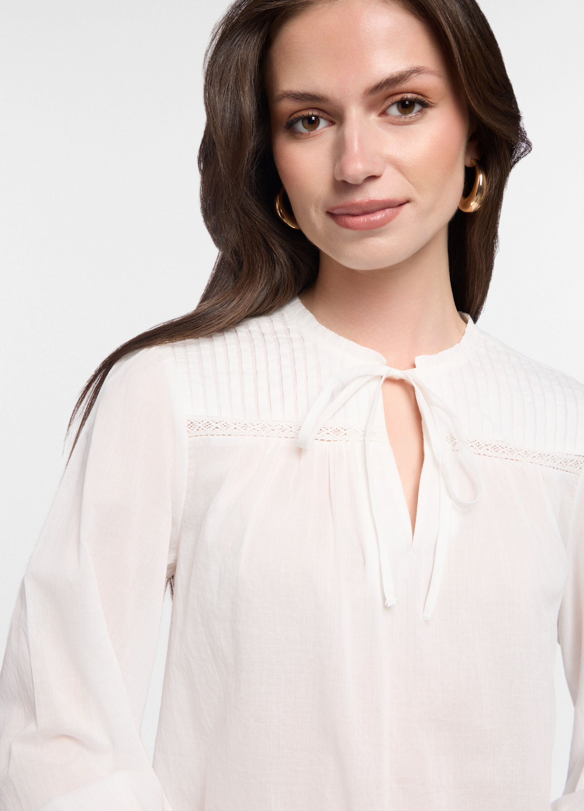 Camicia regular fit con scollo rotondo in puro cotone donna_2
