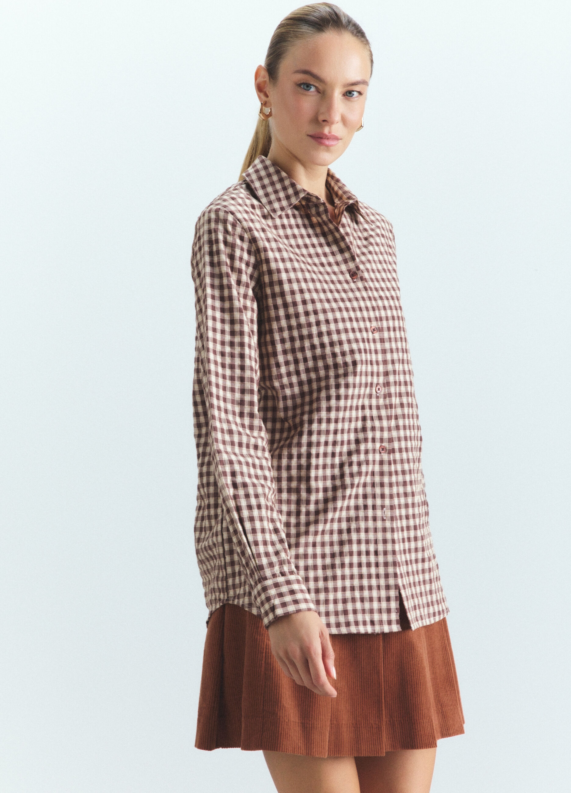 Camicia Fit Over con colletto alla francese donna_1