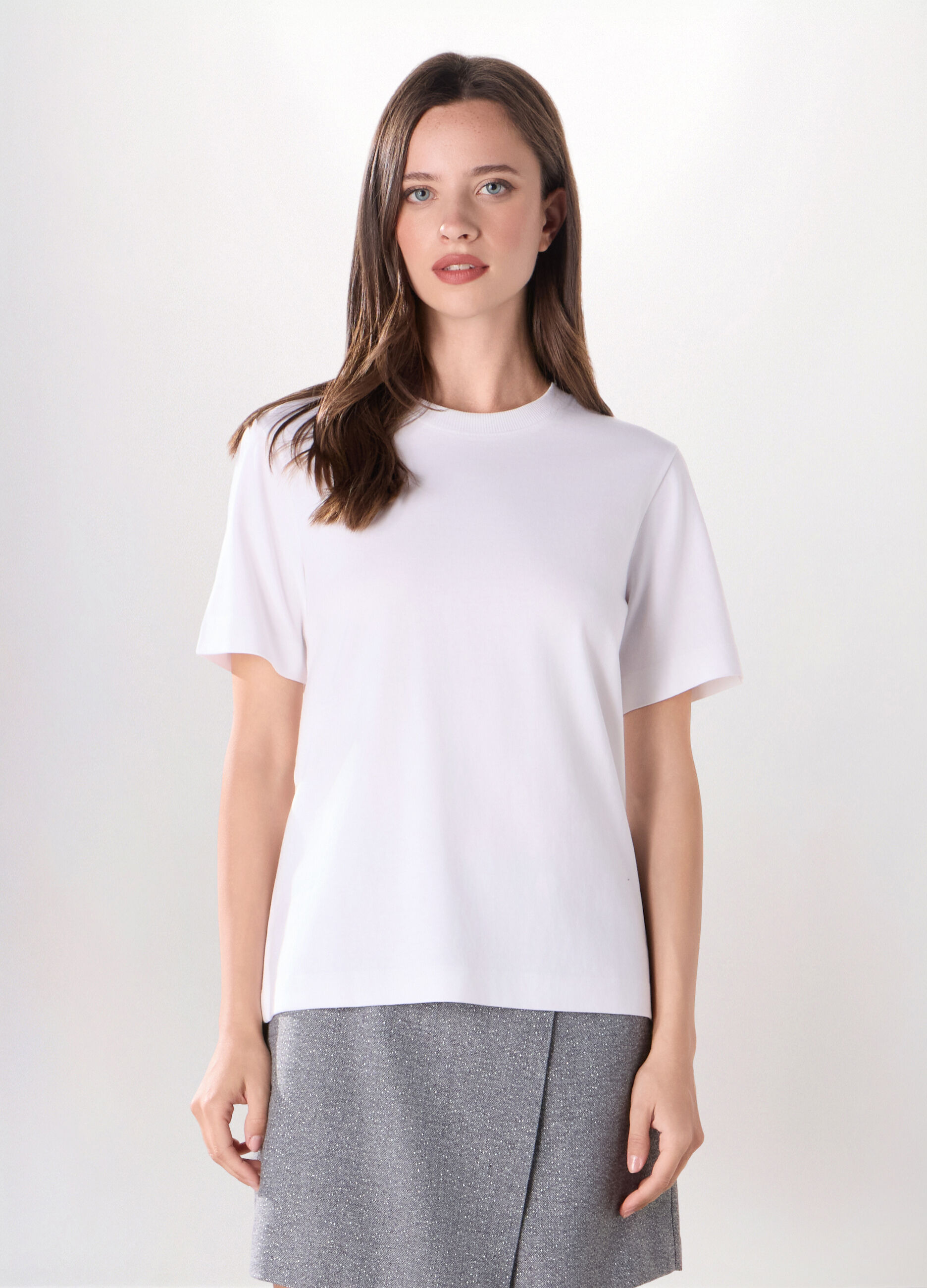 T-shirt in jersey di puro cotone donna_0