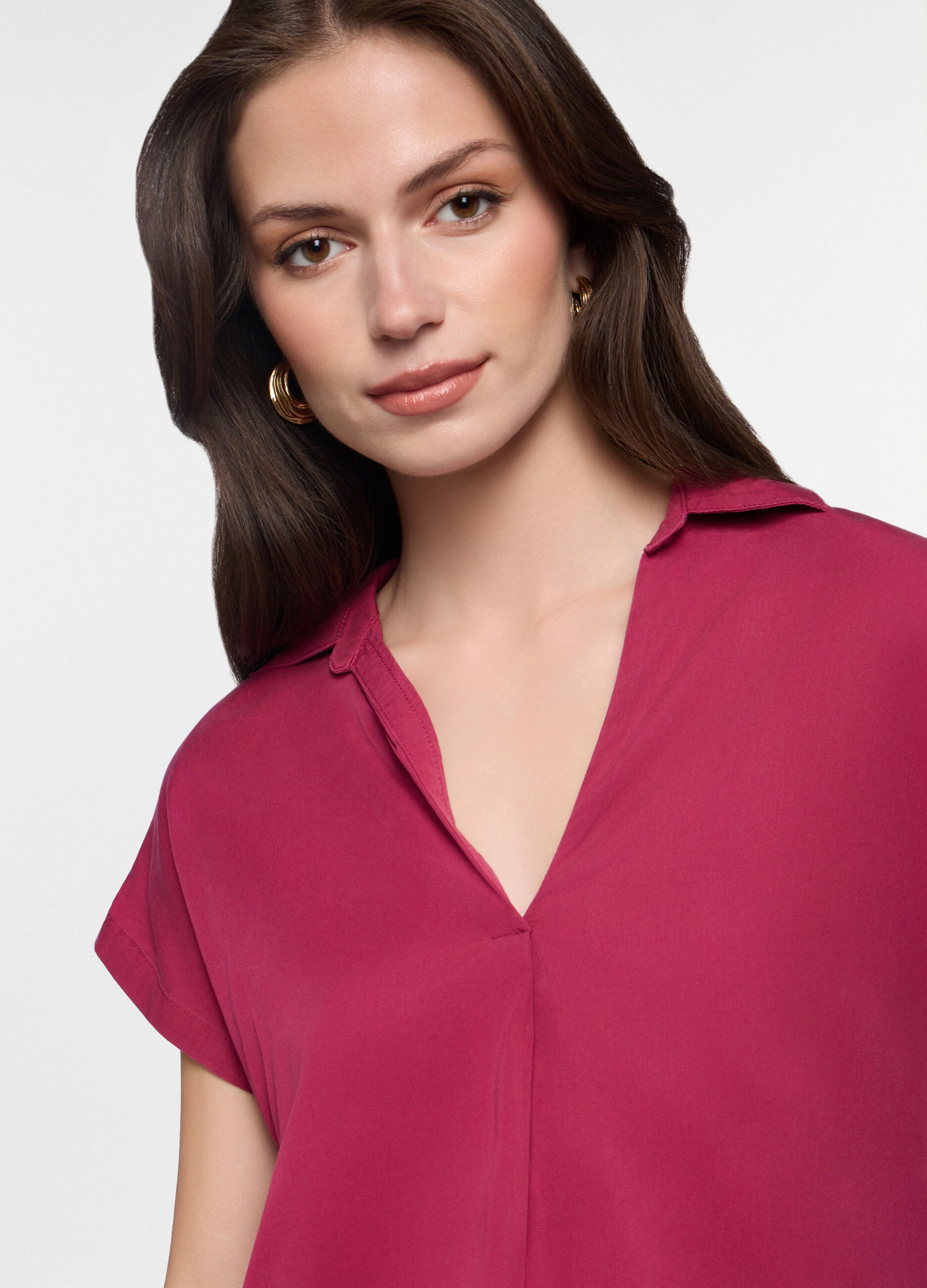 Blusa fit regular in twill di pura lyocell donna_2