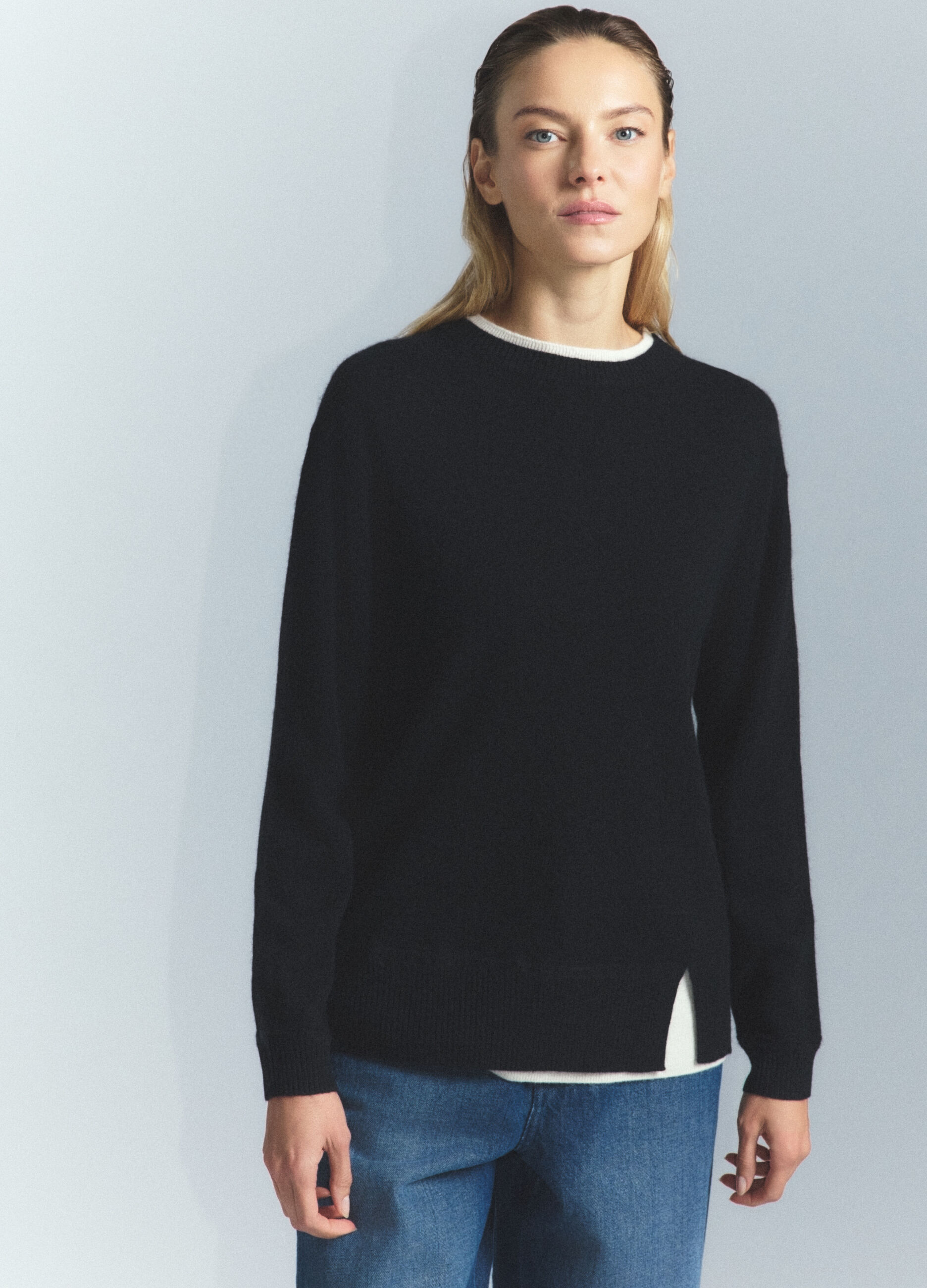 Pullover girocollo in puro cashmere donna_1