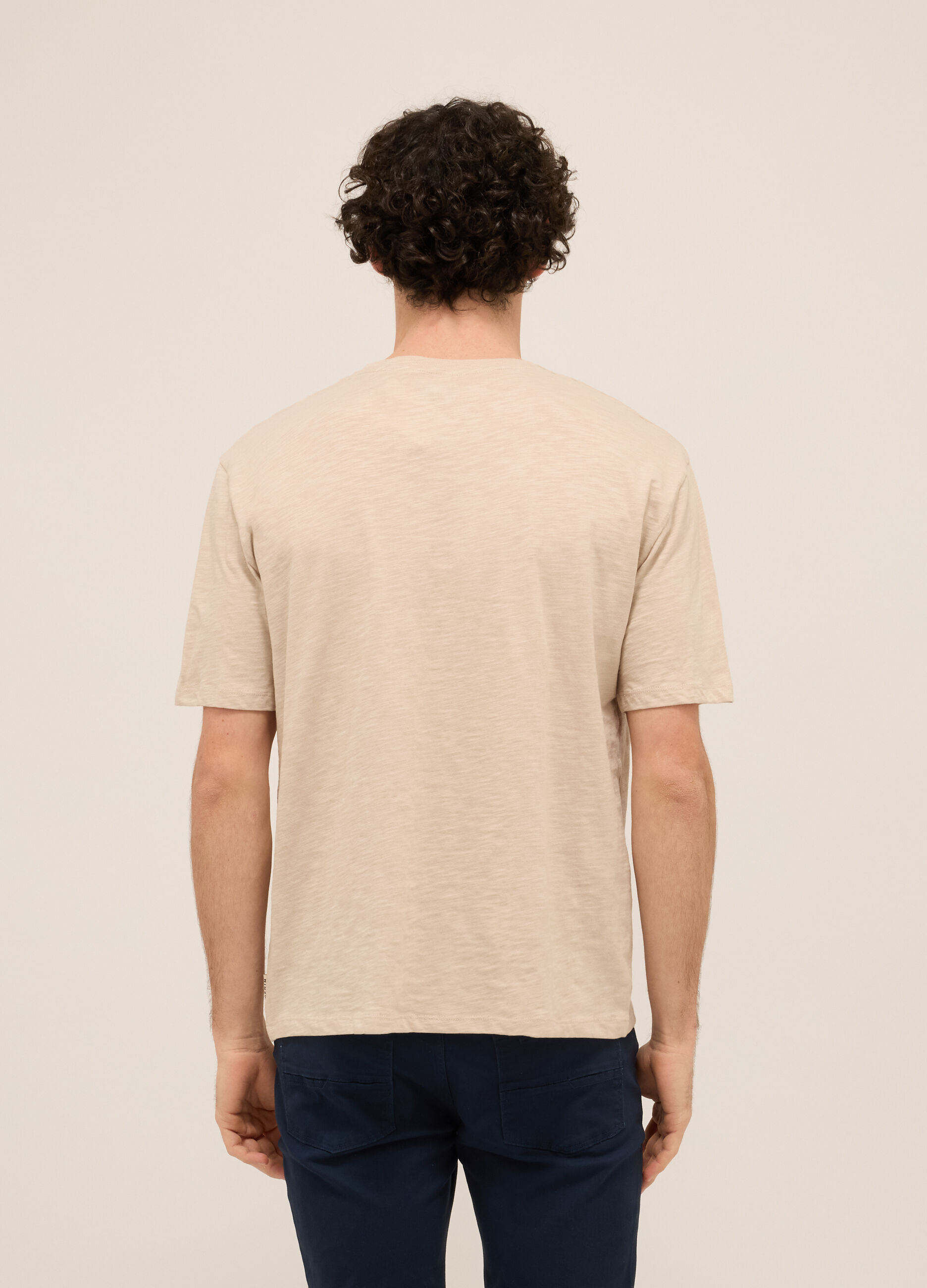 T-shirt girocollo in cotone effetto mélange uomo_1