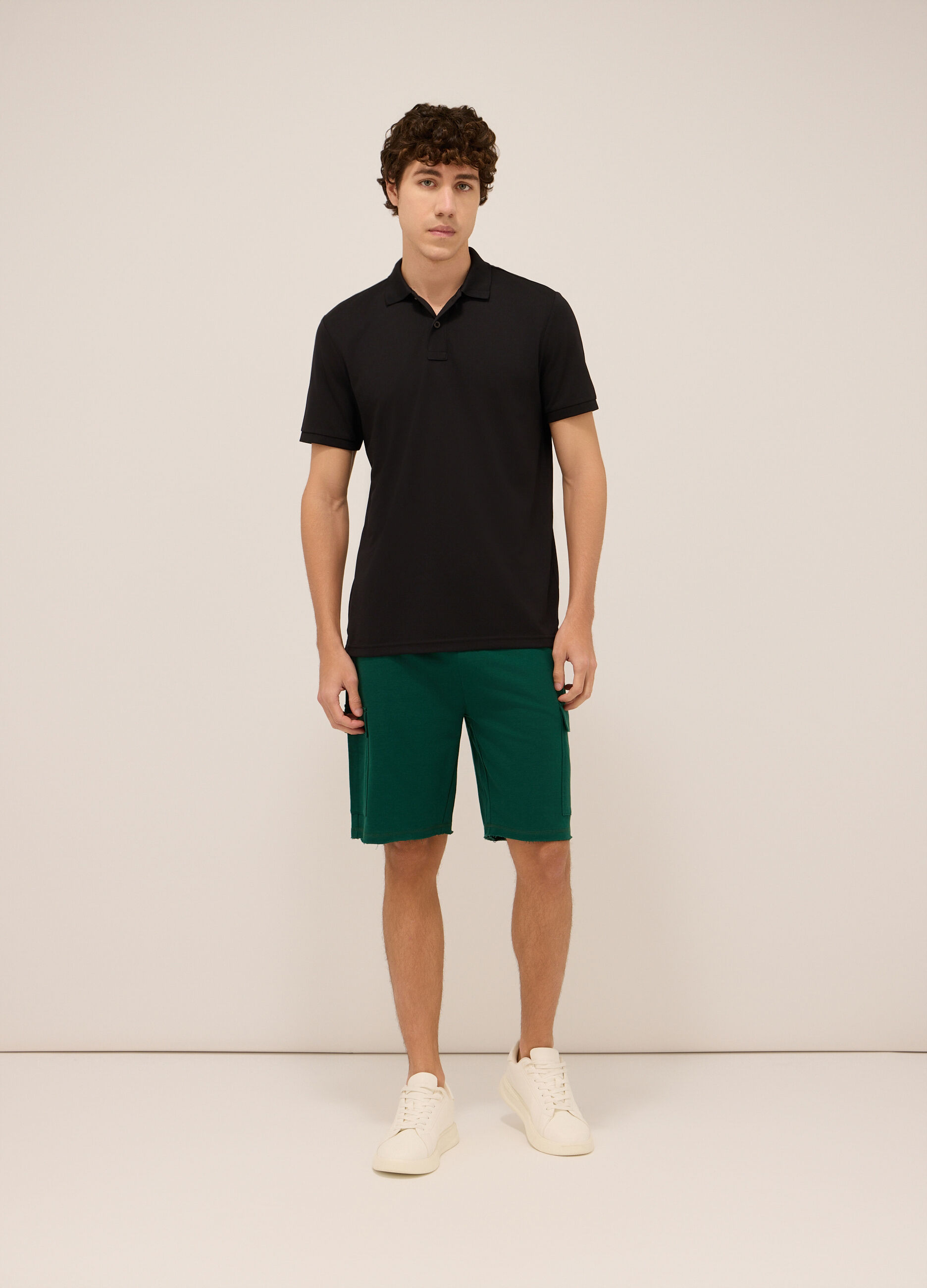 Shorts sportivi in felpa di cotone uomo_0