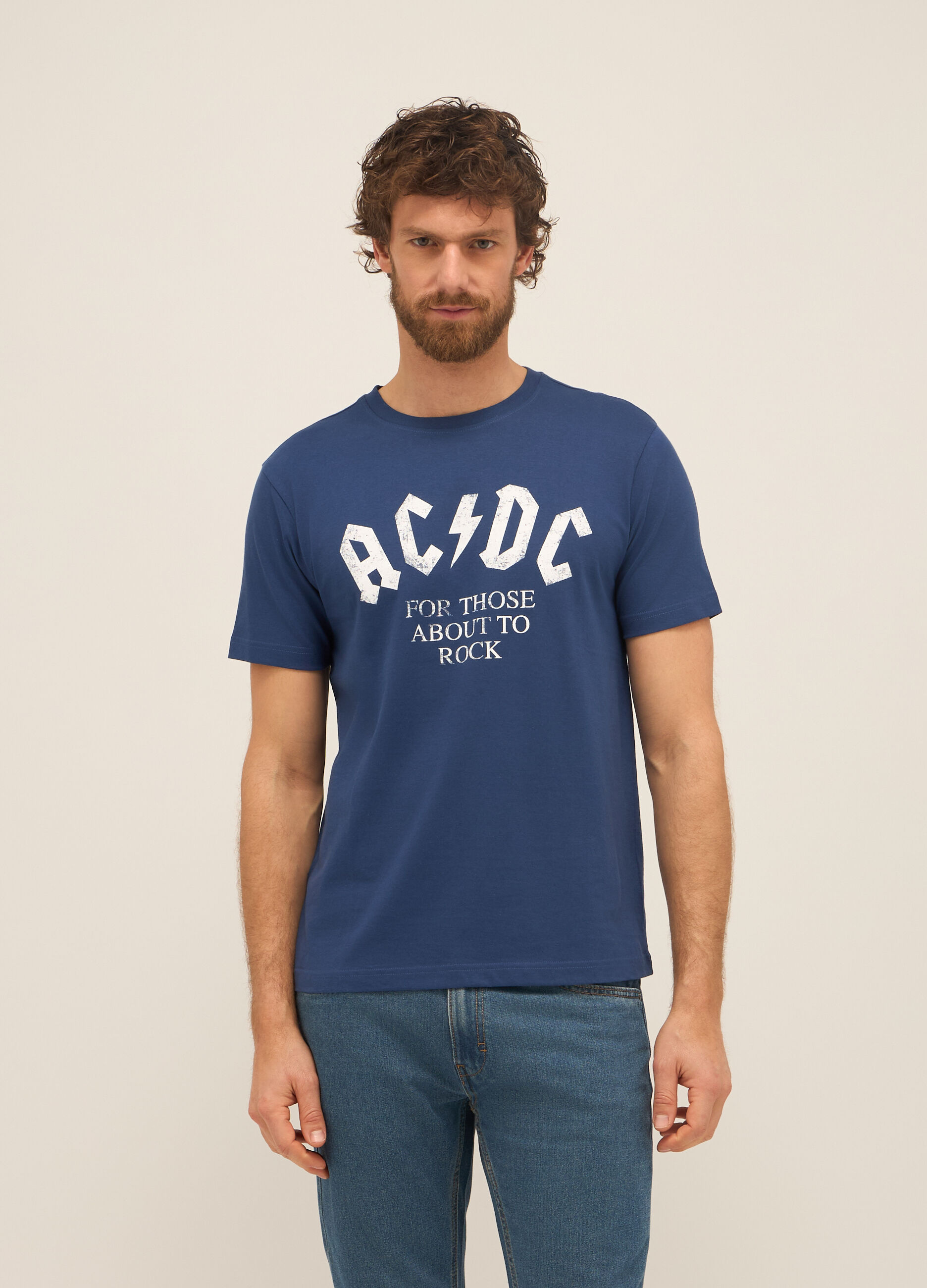T-shirt girocollo in puro cotone con stampa uomo_0