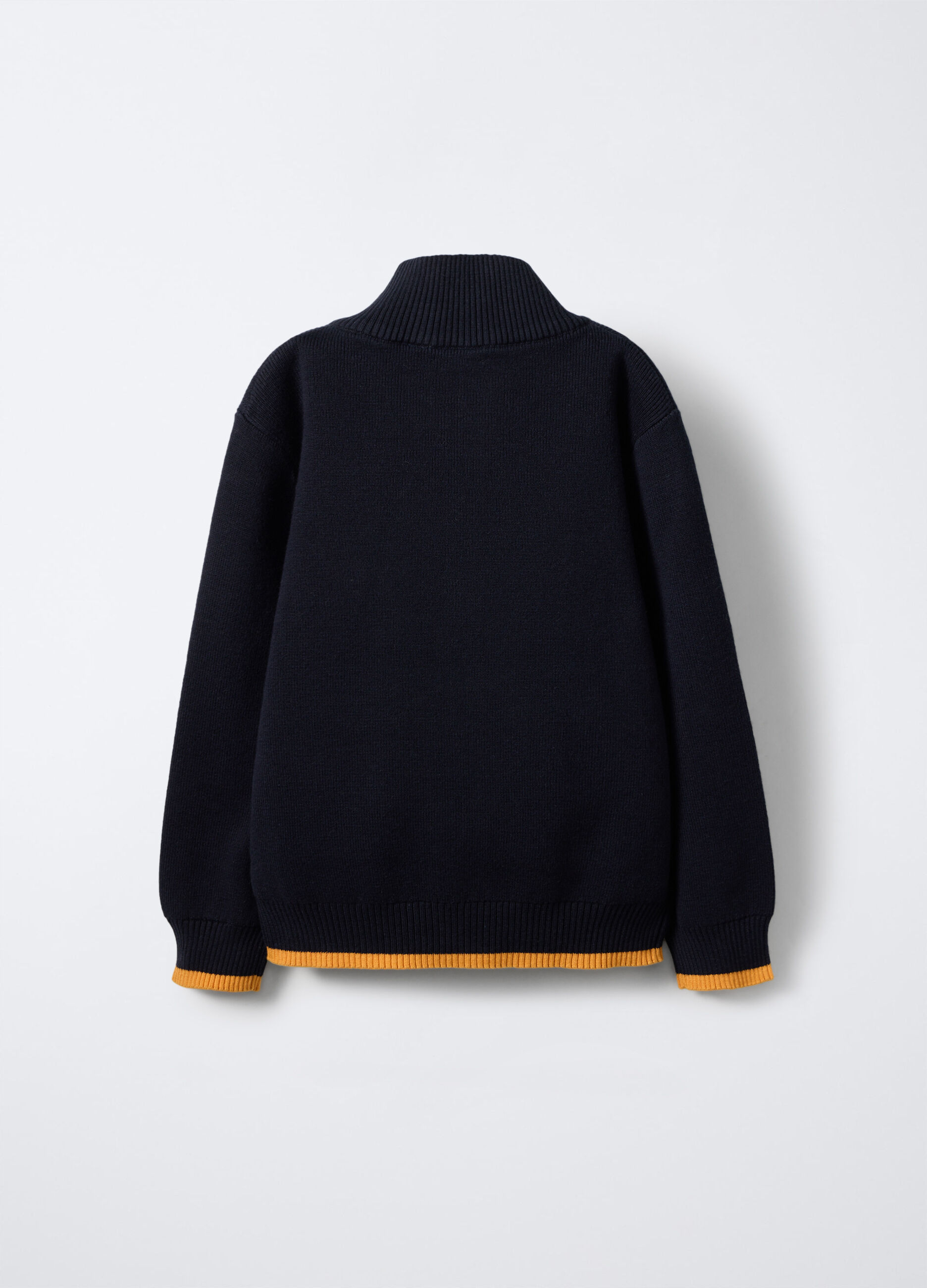 Cardigan in puro cotone regular fit con zip e collo alto bambino_1