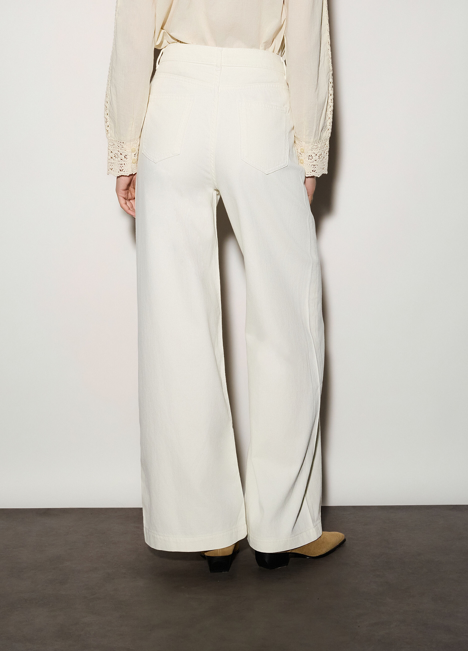 Pantaloni wide leg in denim donna_2