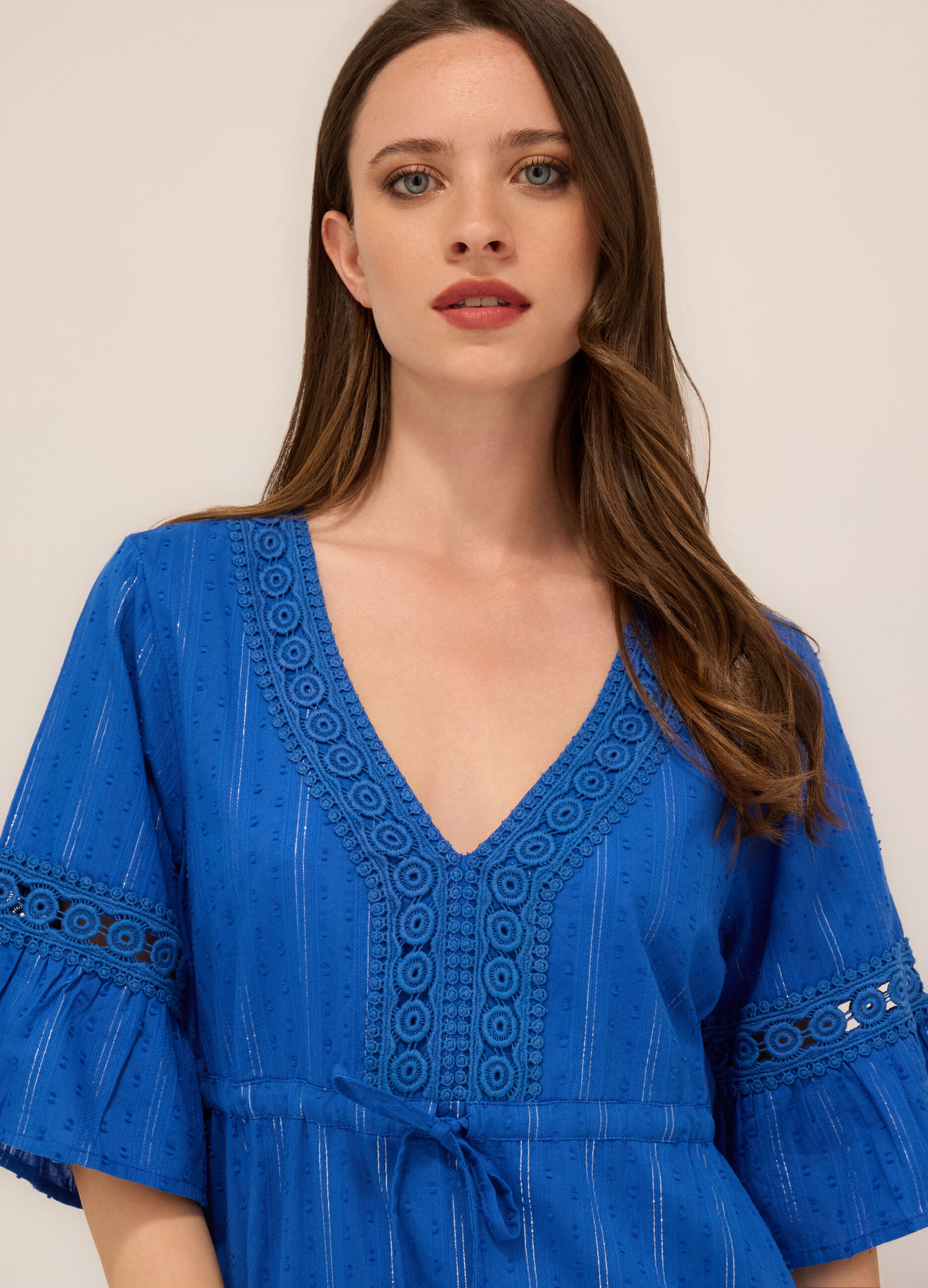 Copricostume in cotone con filo lurex donna