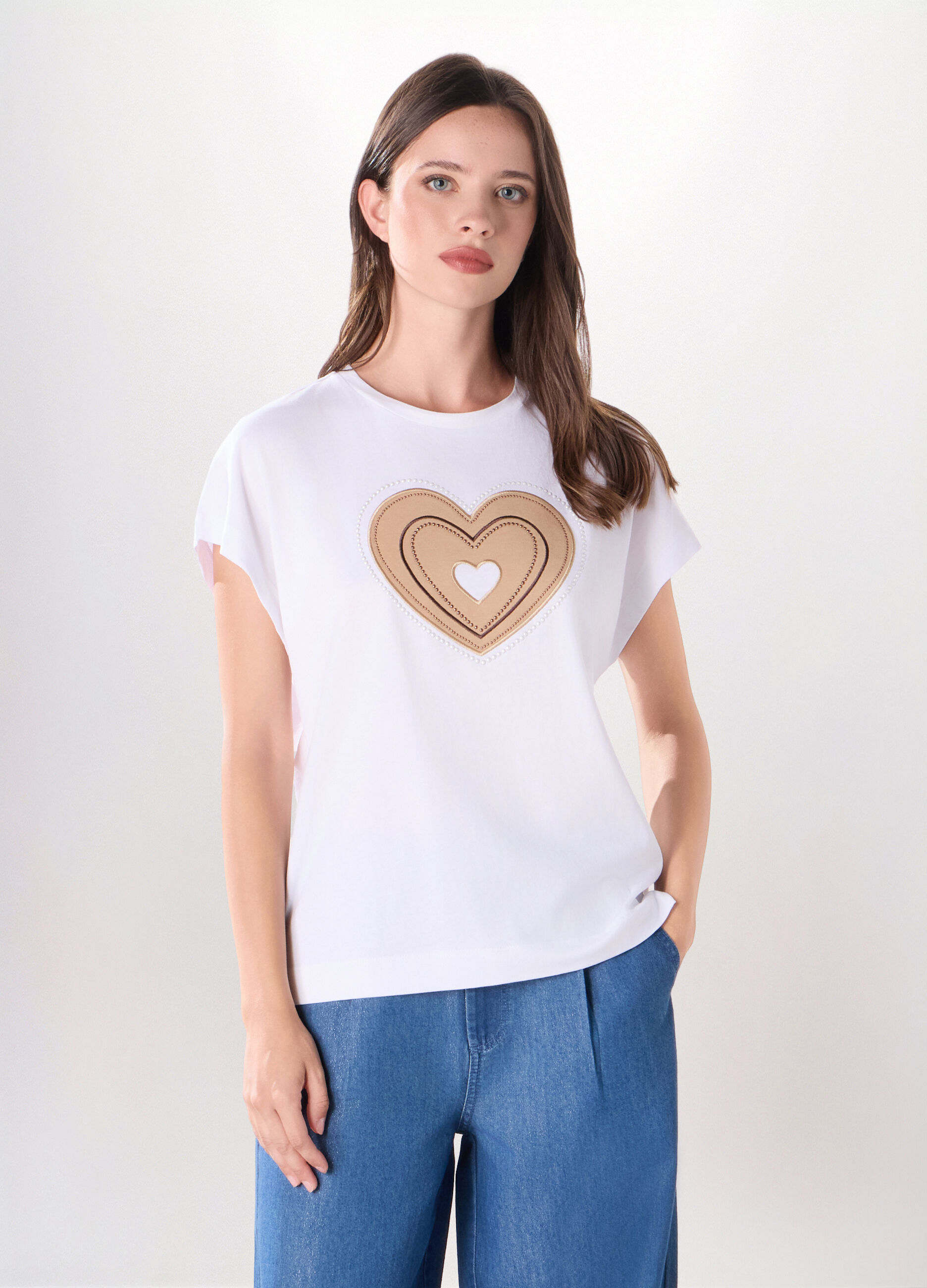 T-shirt in jersey di puro cotone donna_0