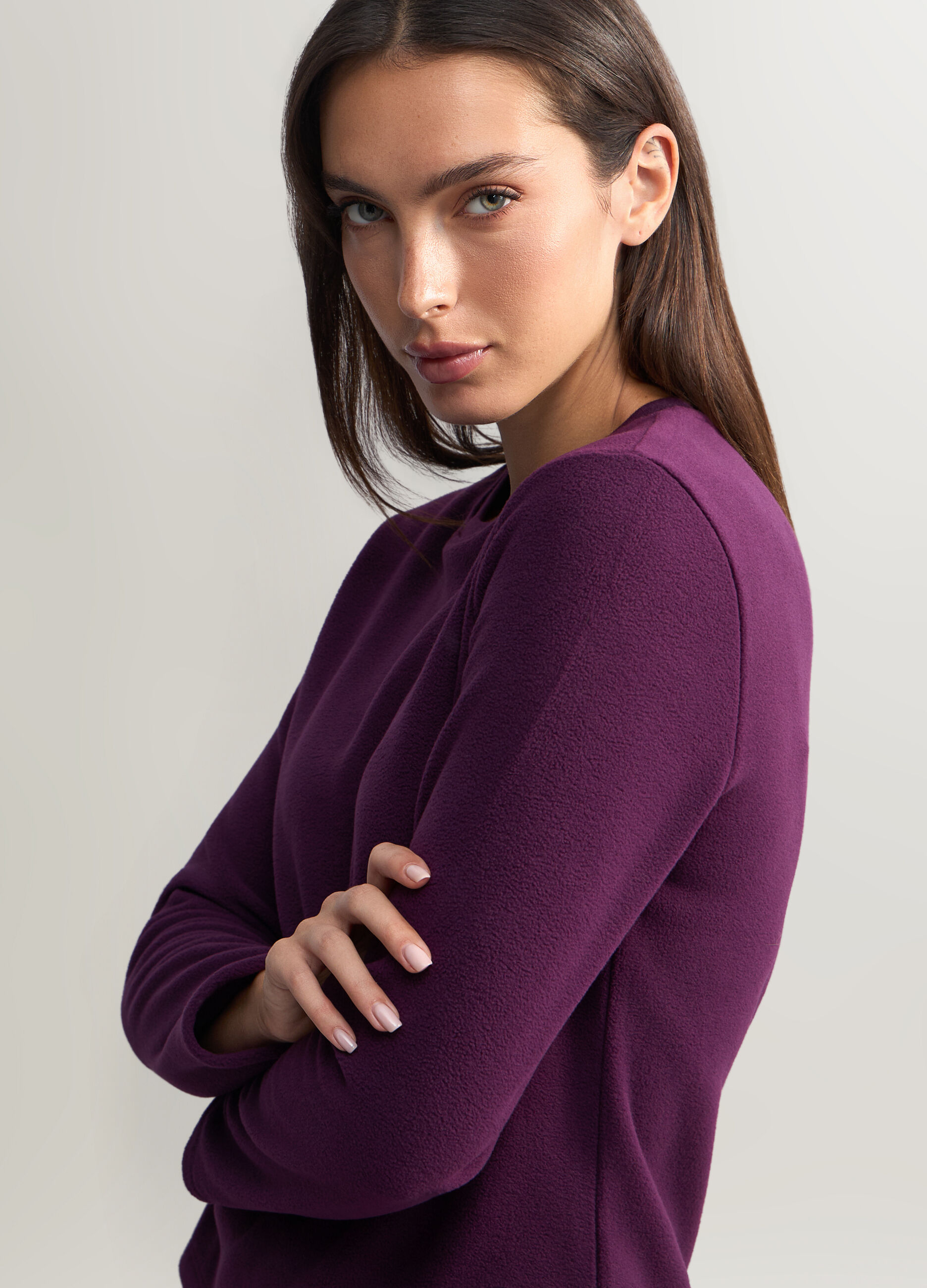 Felpa girocollo in pile donna_2