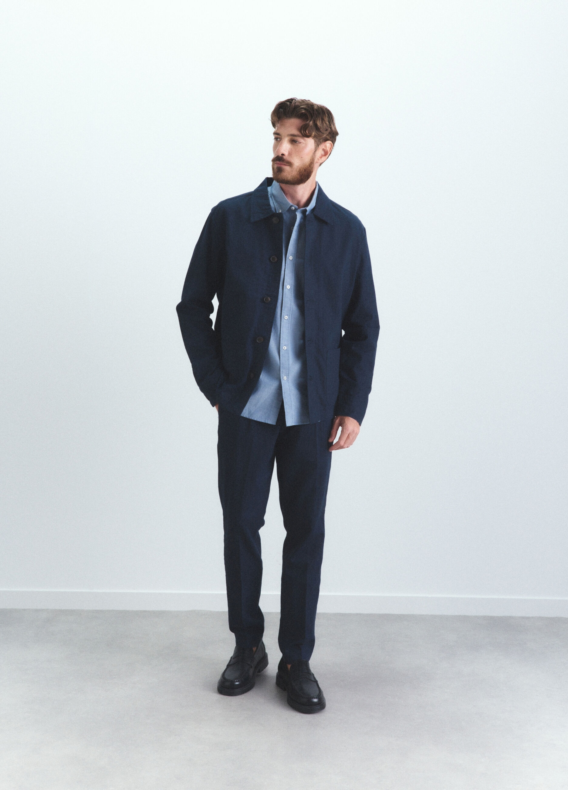 Giacca a camicia in lino e cotone uomo_0
