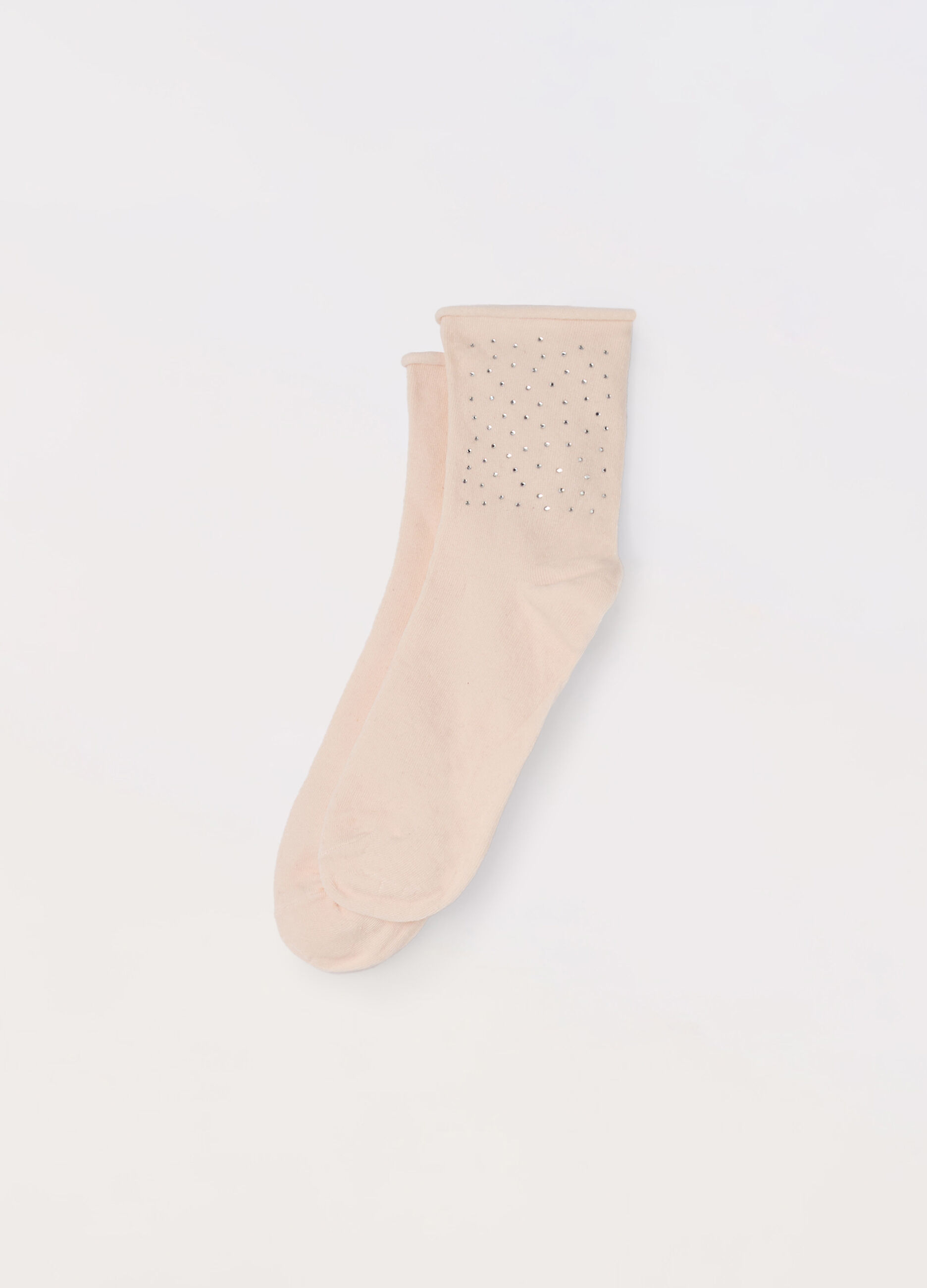 Calze in misto cotone con strass donna_0