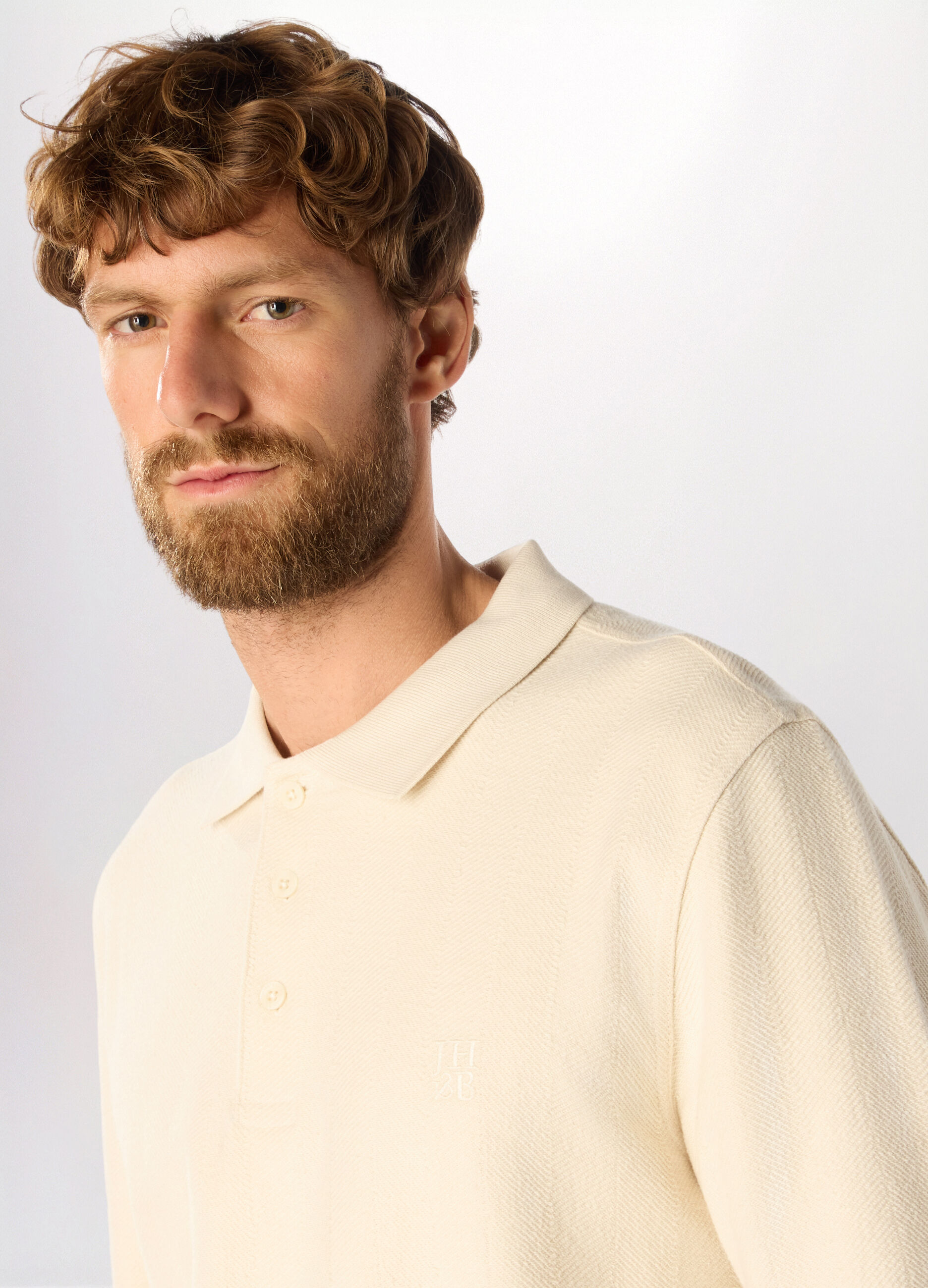 Polo a maniche lunghe in cotone chevron uomo_2