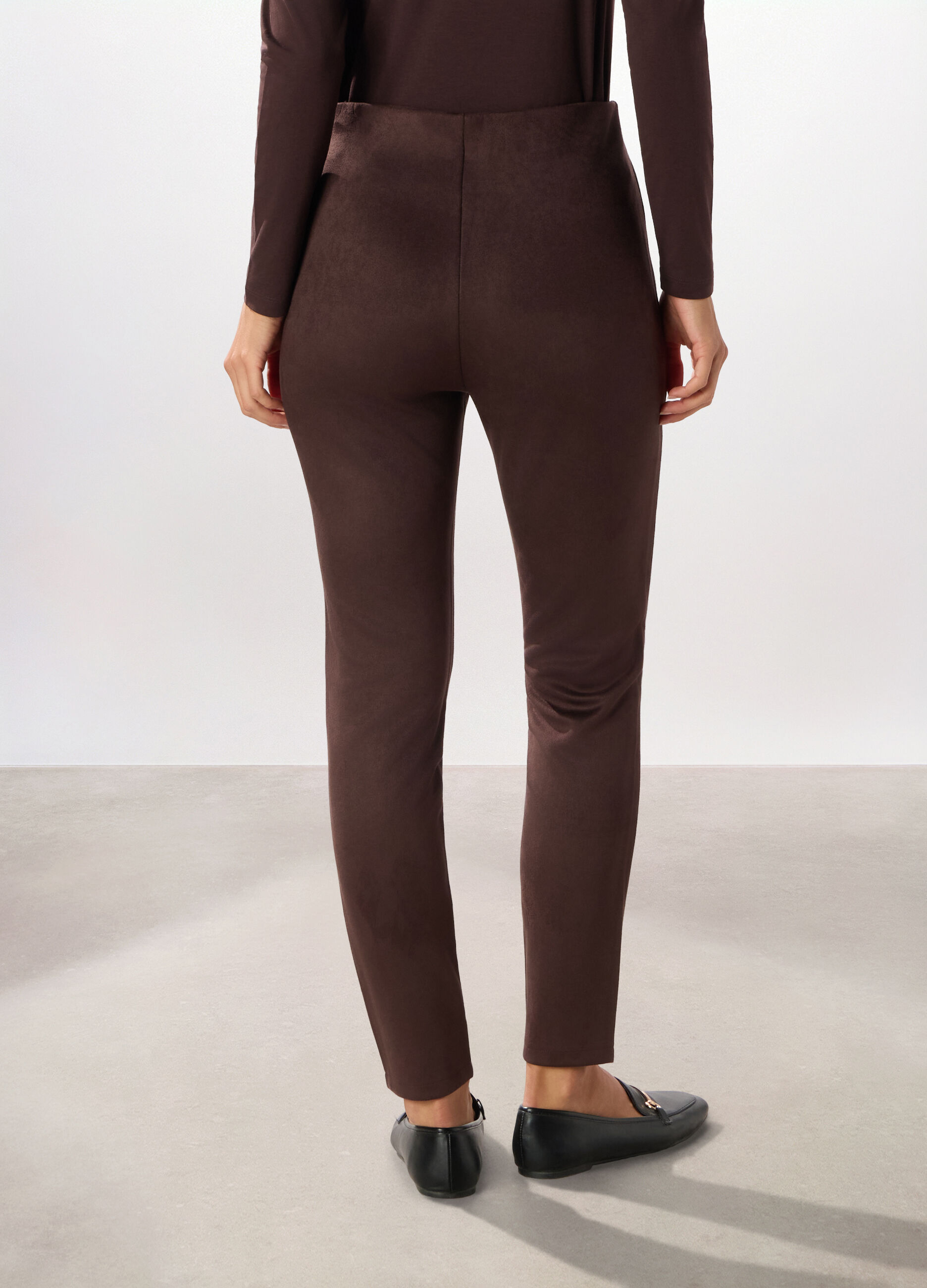 Leggings effetto scamosciato donna_1