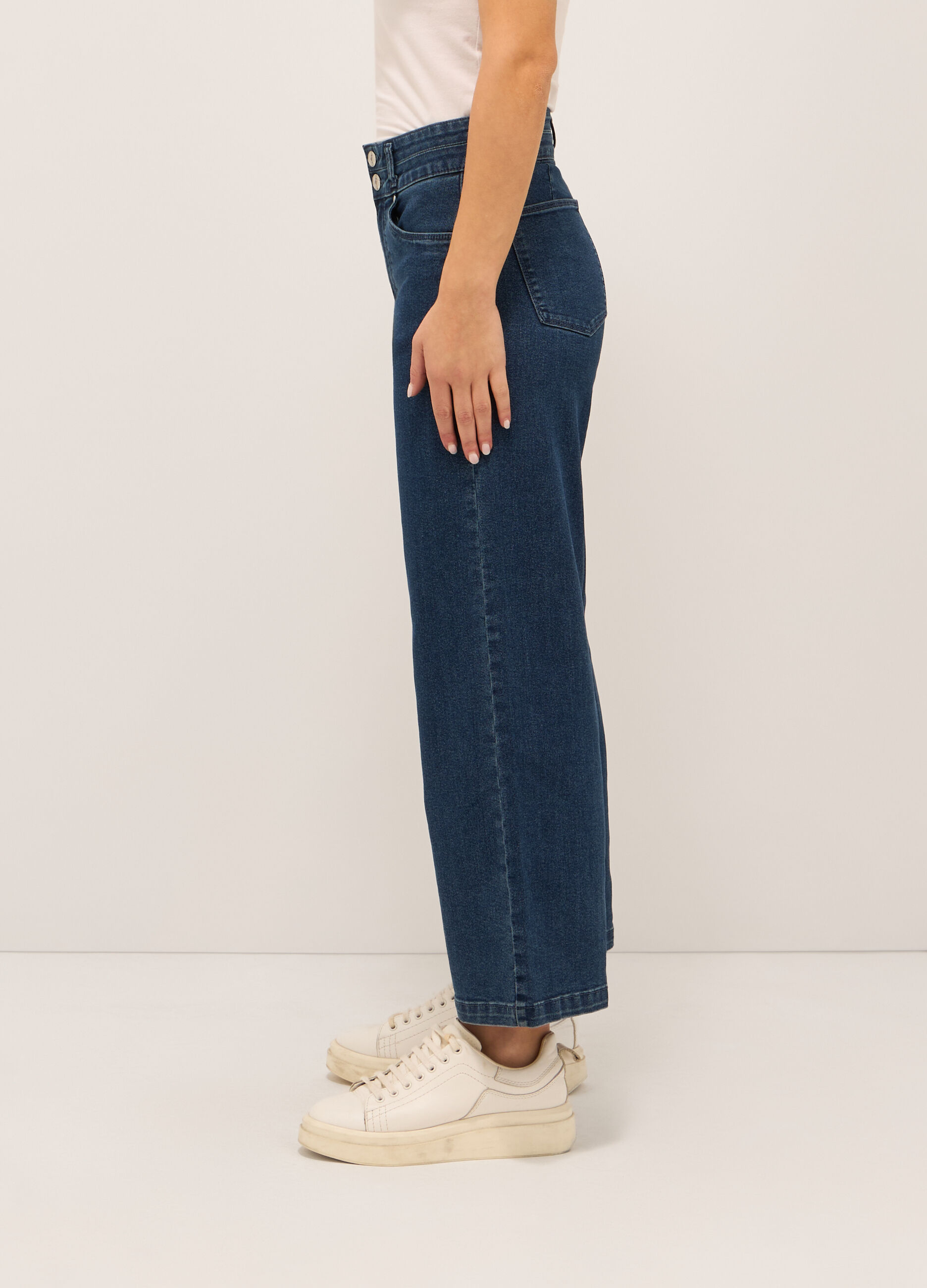 Pantaloni in denim stretch di misto cotone _2