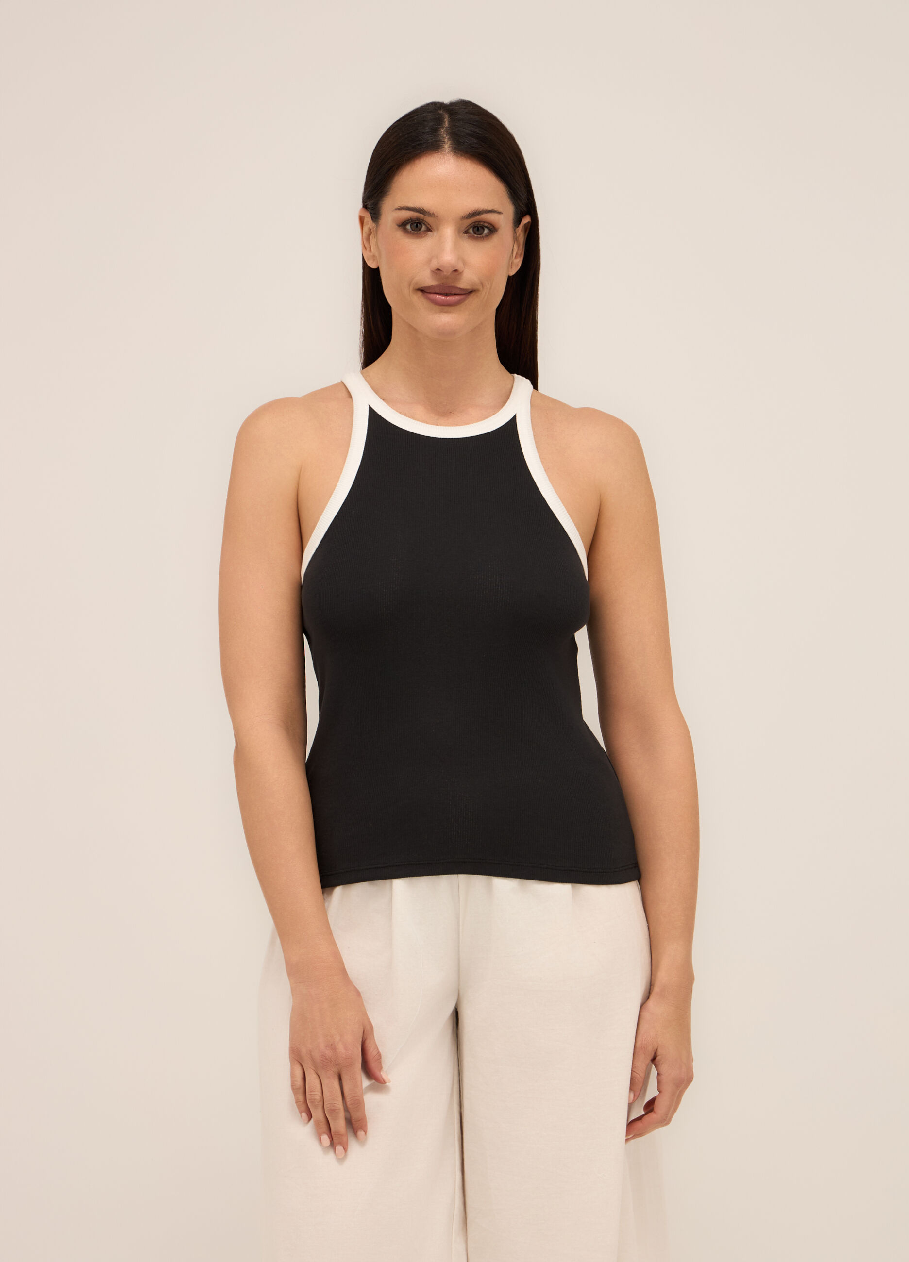 Canotta in costina di cotone stretch donna