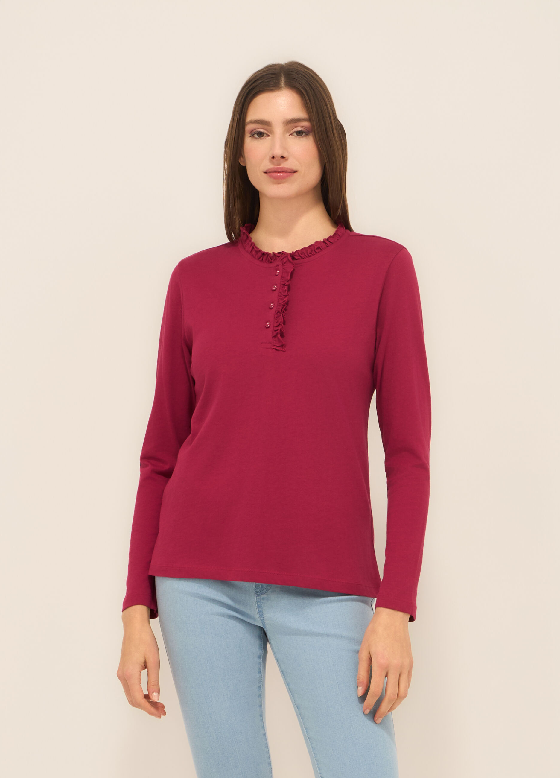 T-shirt in jersey di puro cotone donna_0