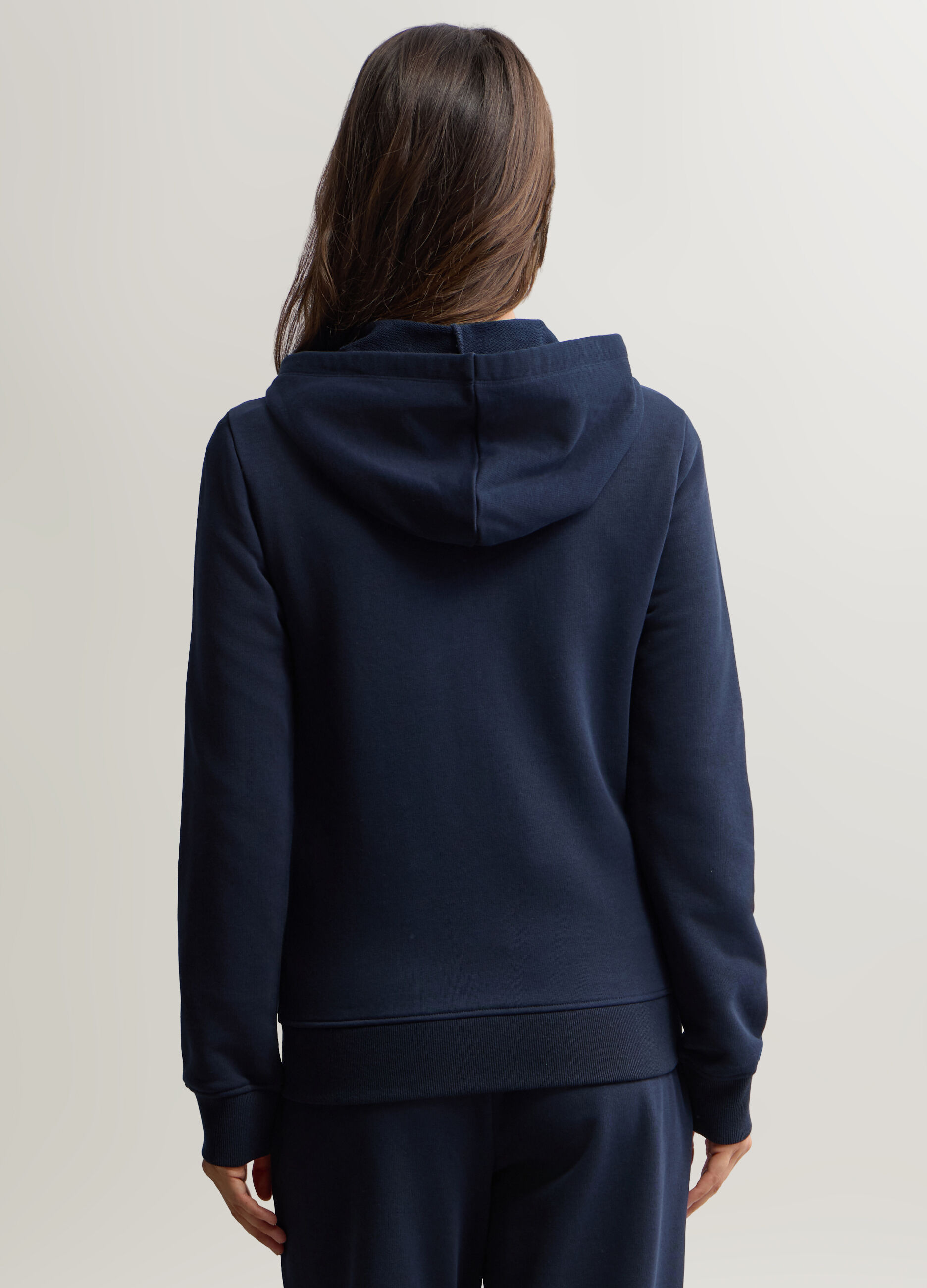 Felpa con cappuccio misto cotone garzato donna_1