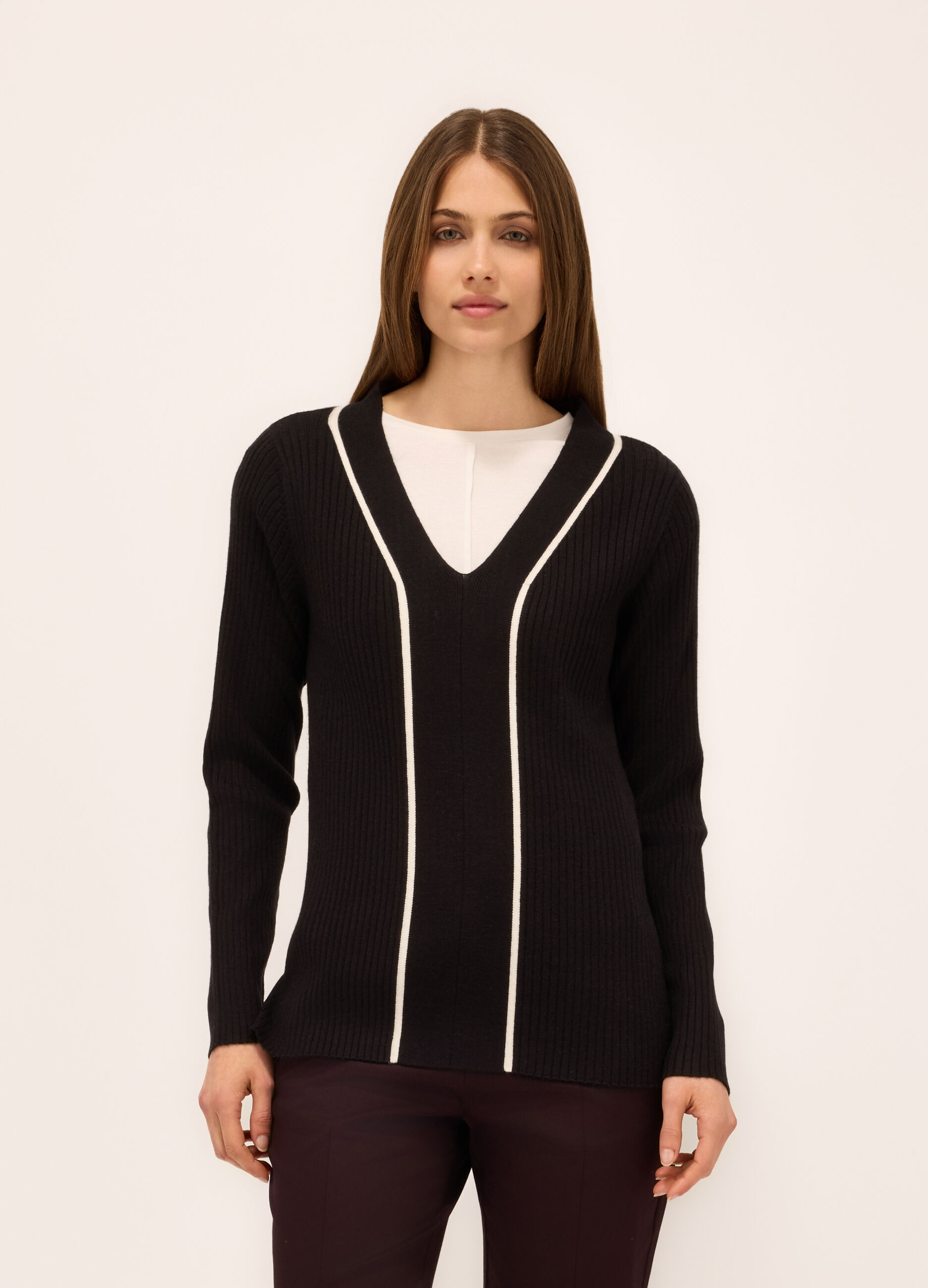 Pullover tricot in costina donna_0