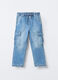 Pantaloni cargo in denim misto cotone stretch Straight Fit bambino_0