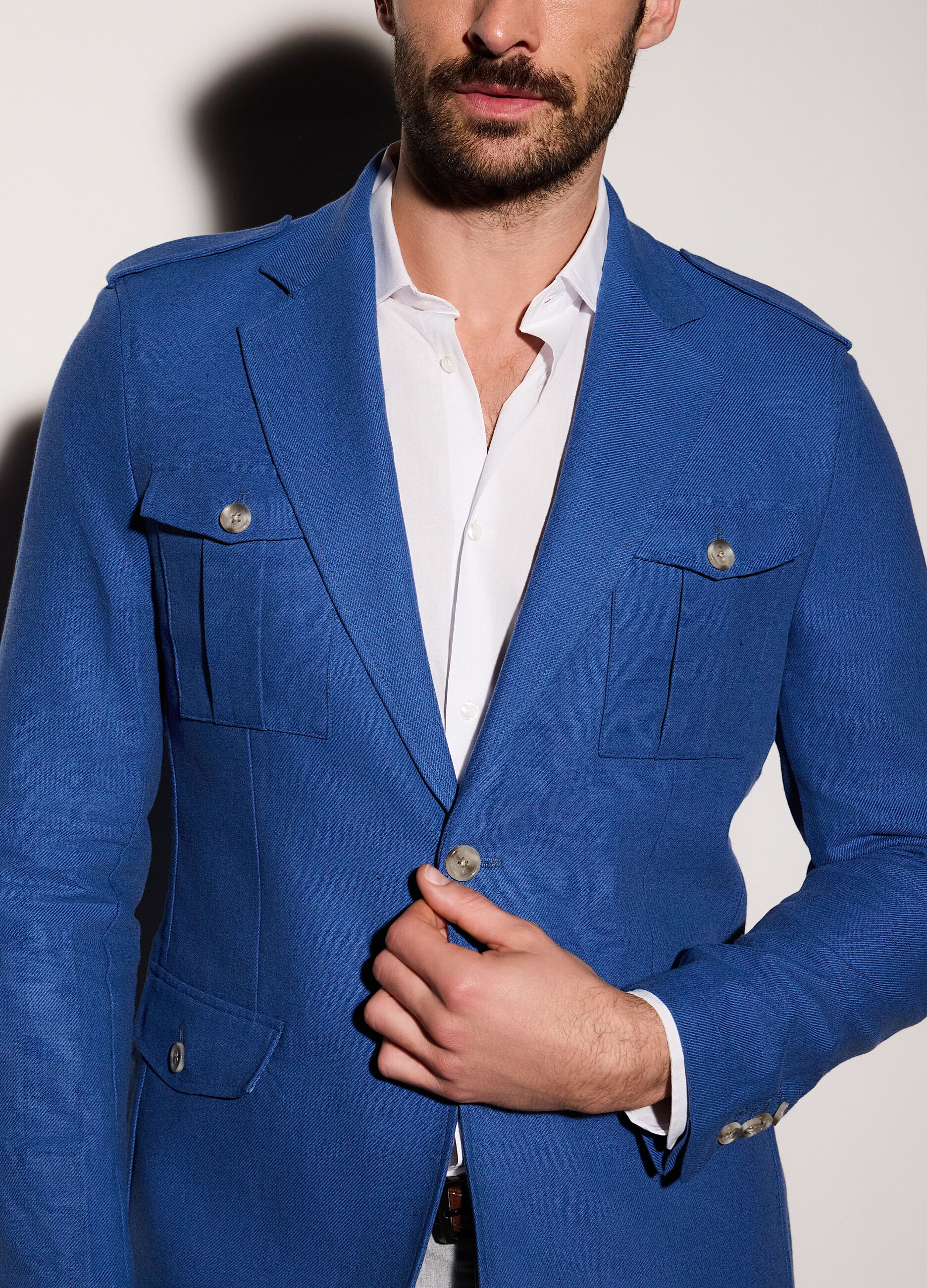 Blazer in diagonale di lino e cotone uomo_2