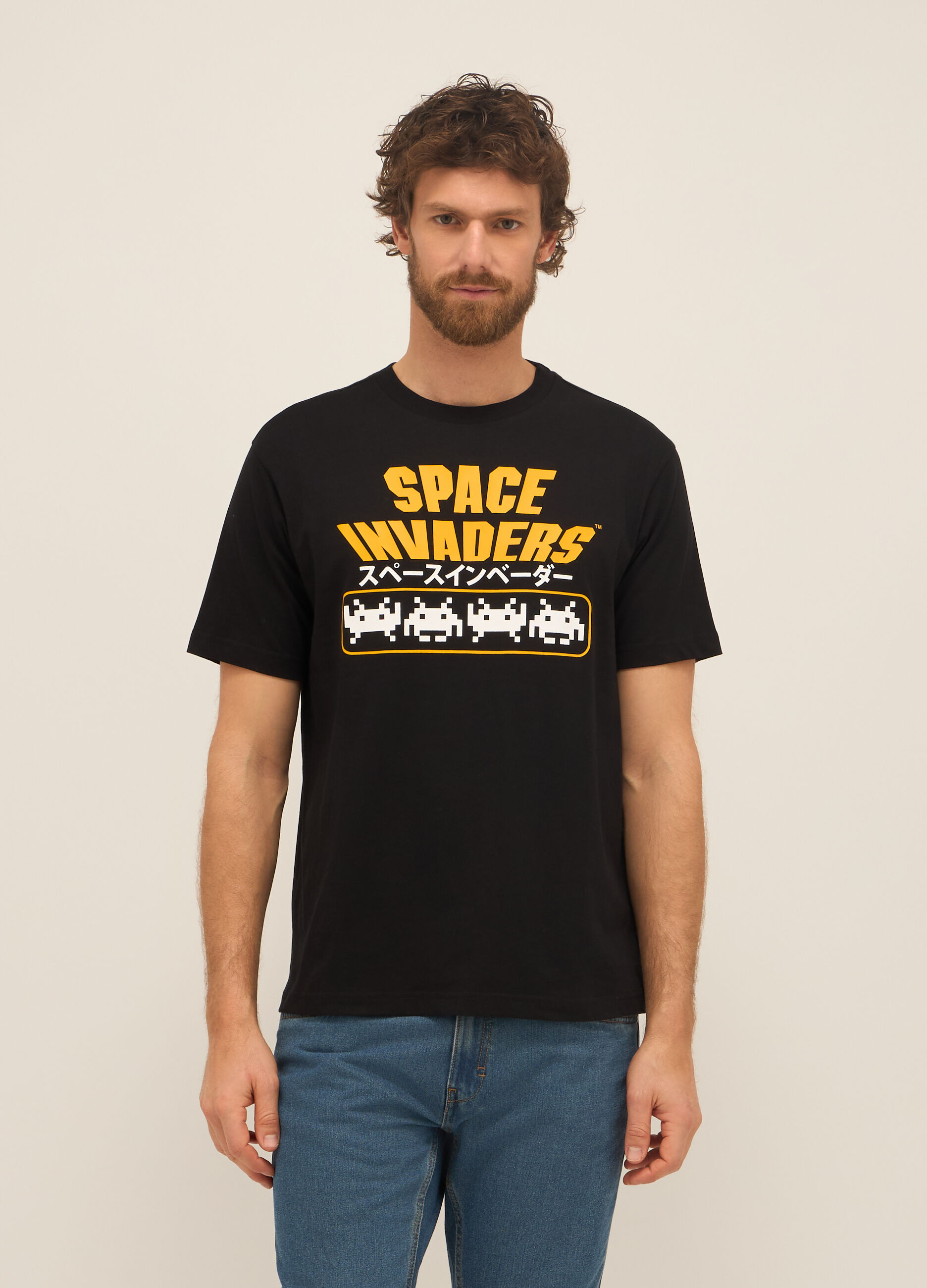 T-shirt girocollo in cotone con stampa uomo_0