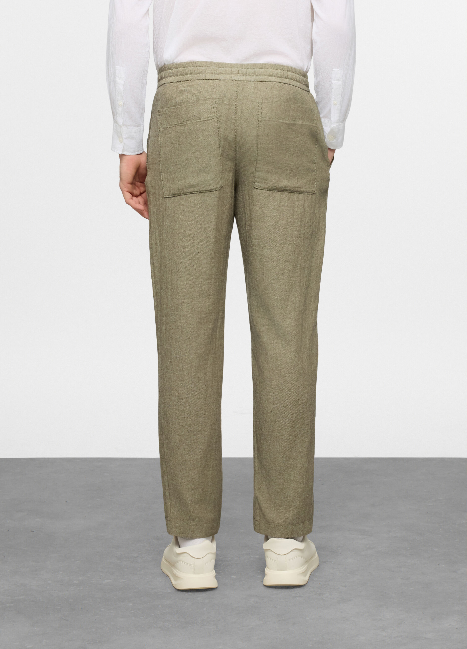 Pantalone chino relaxed fit in cotone e lino uomo_1