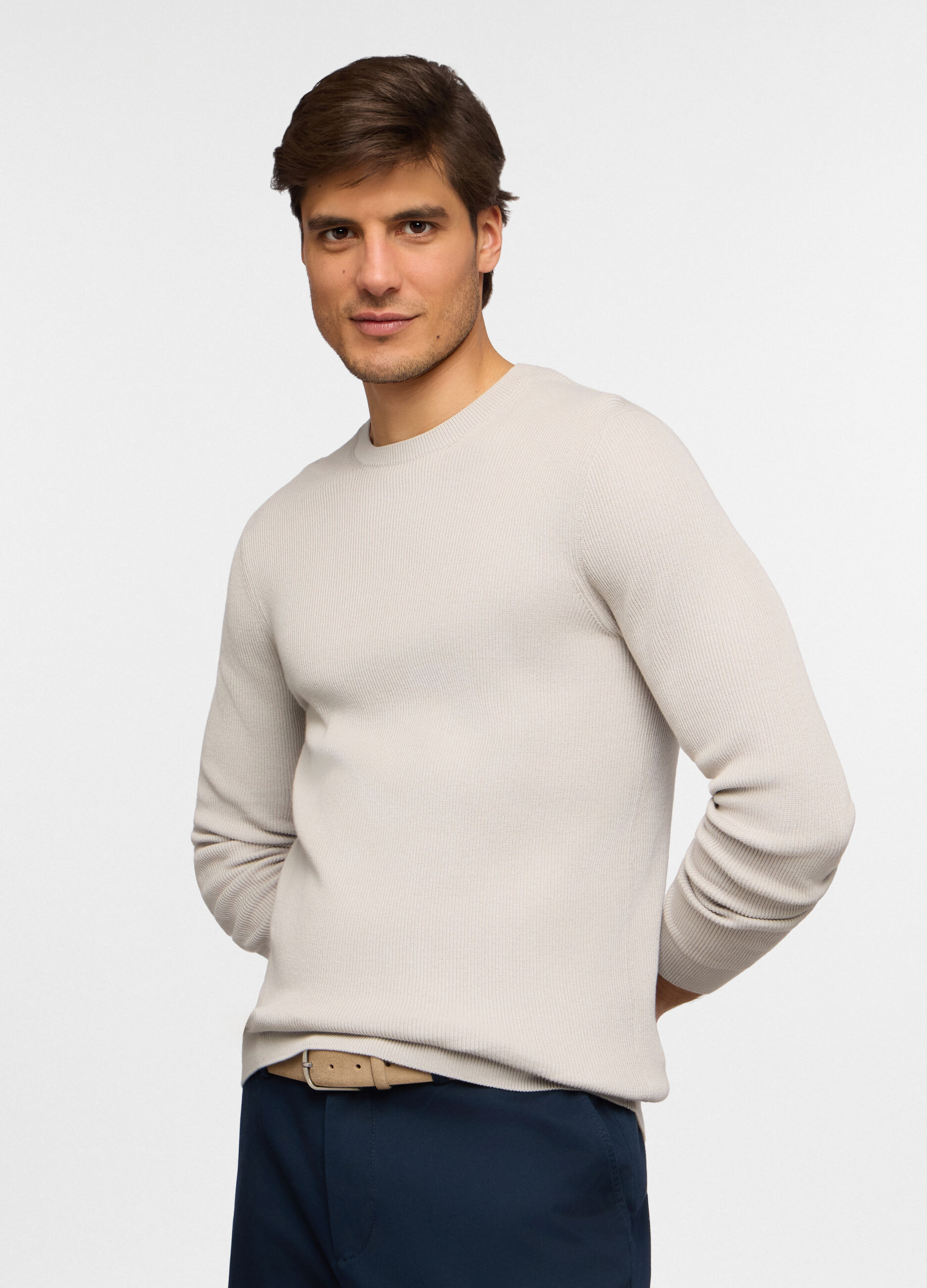 Maglione girocollo a mezza costa inglese uomo_0