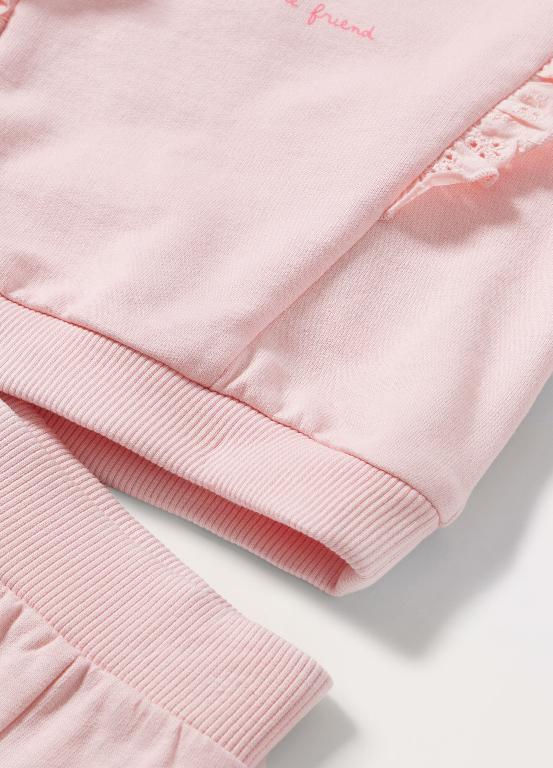 Jogging set in felpa di puro cotone con rouches neonata_1