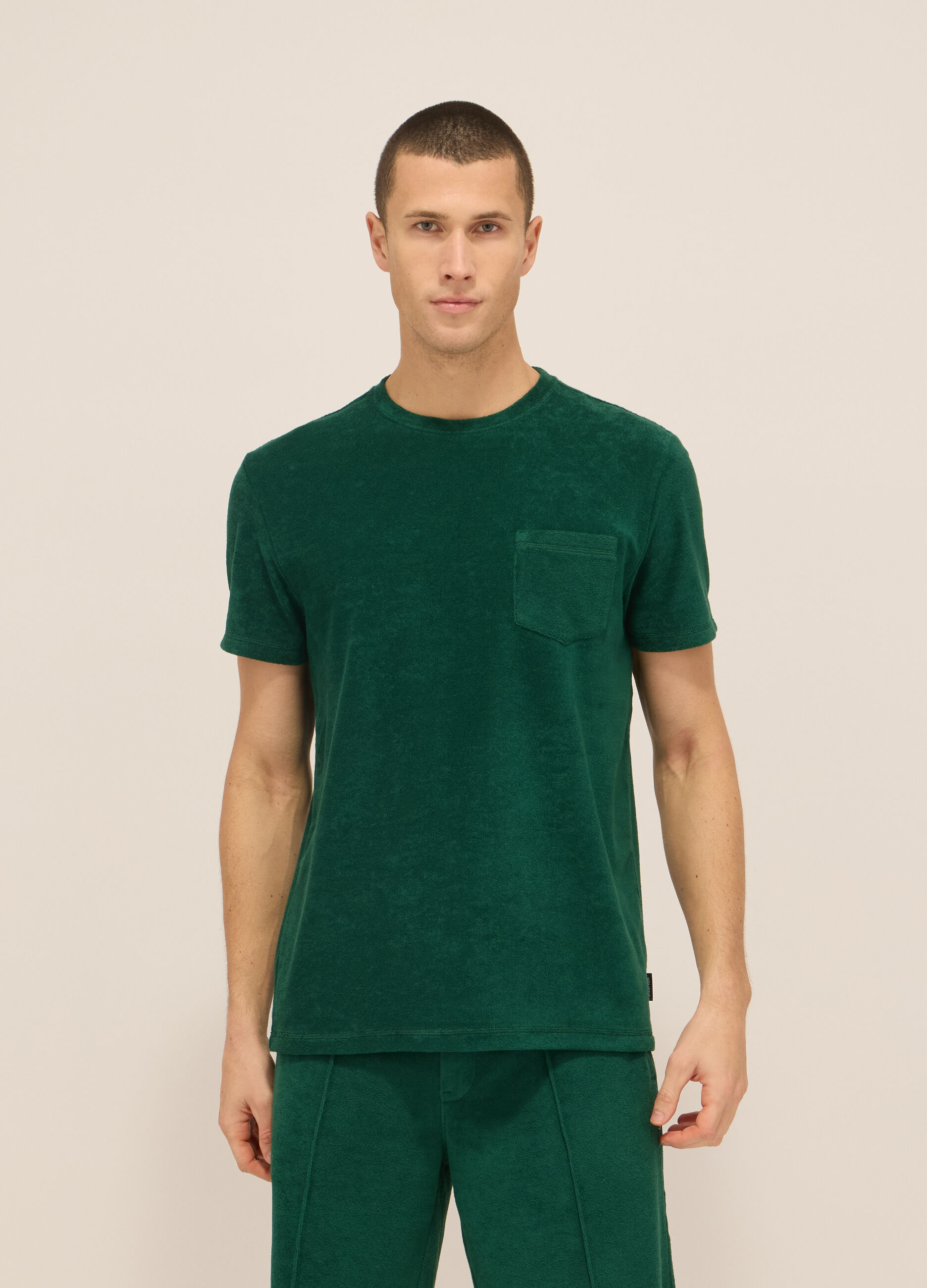 T-shirt in spugna di misto cotone uomo_0