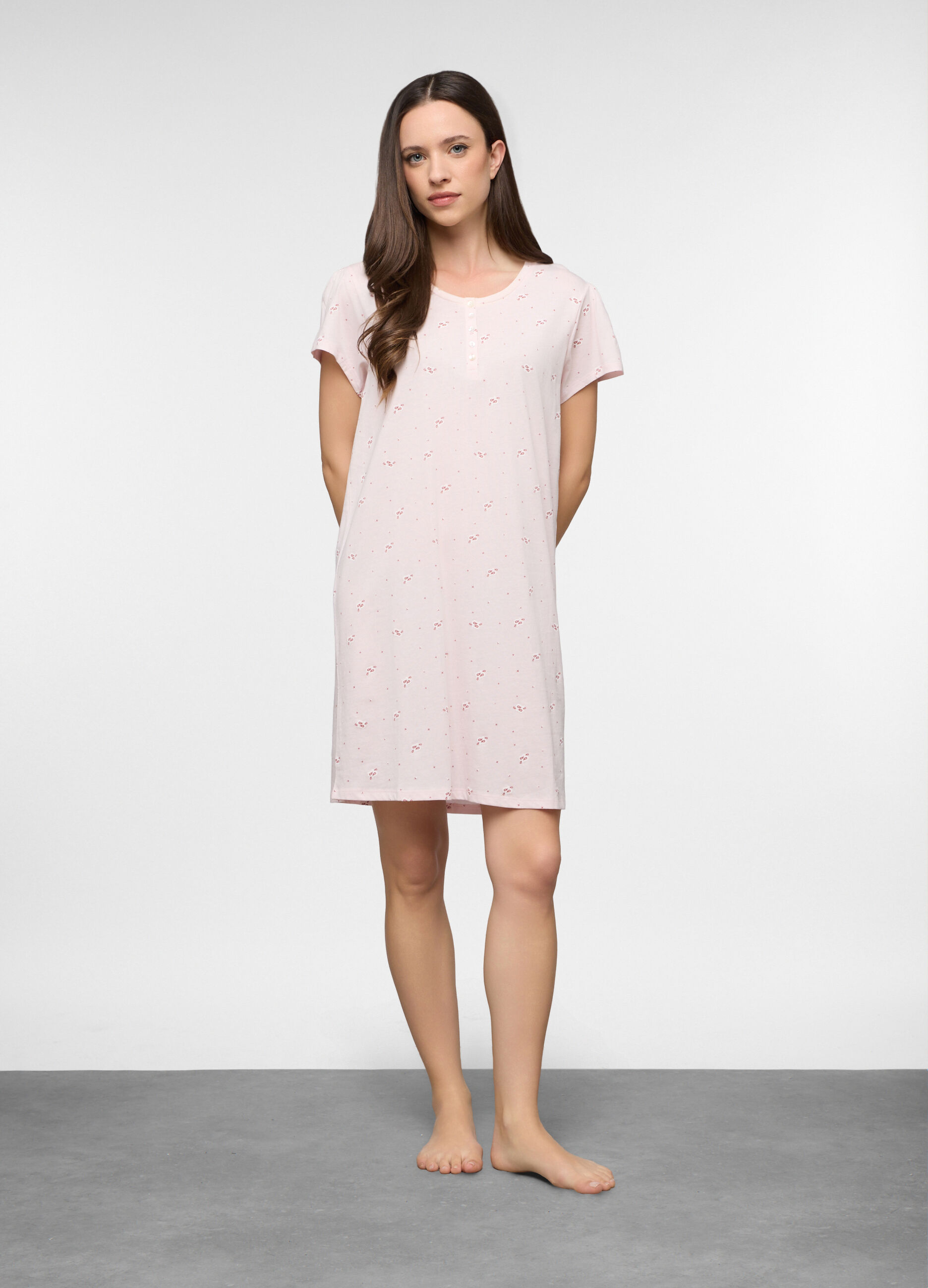 Camicia da notte corta in jersey di puro cotone donna_0