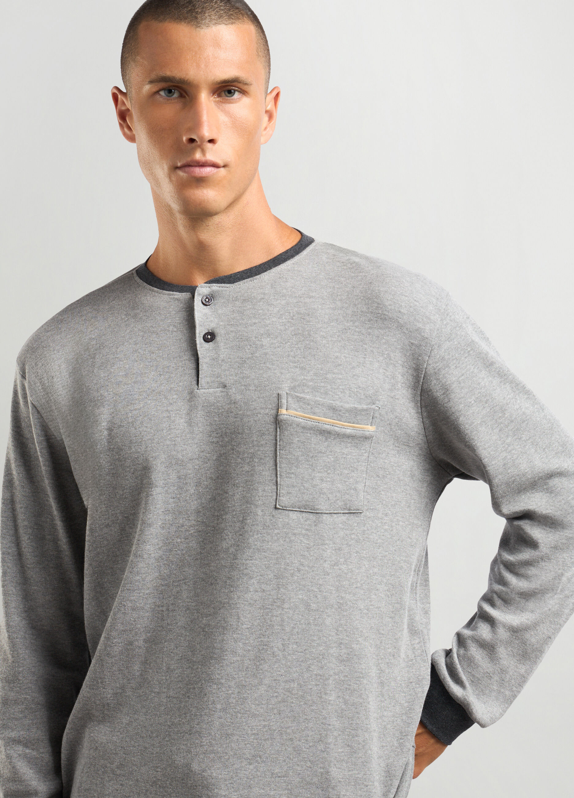 Set pigiama lungo in interlock di puro cotone uomo_2