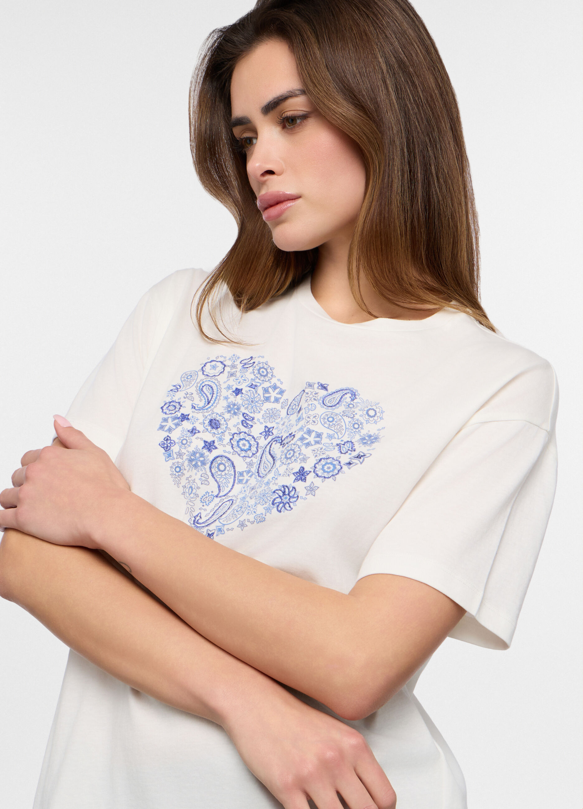 T-shirt in jersey di puro cotone donna_2