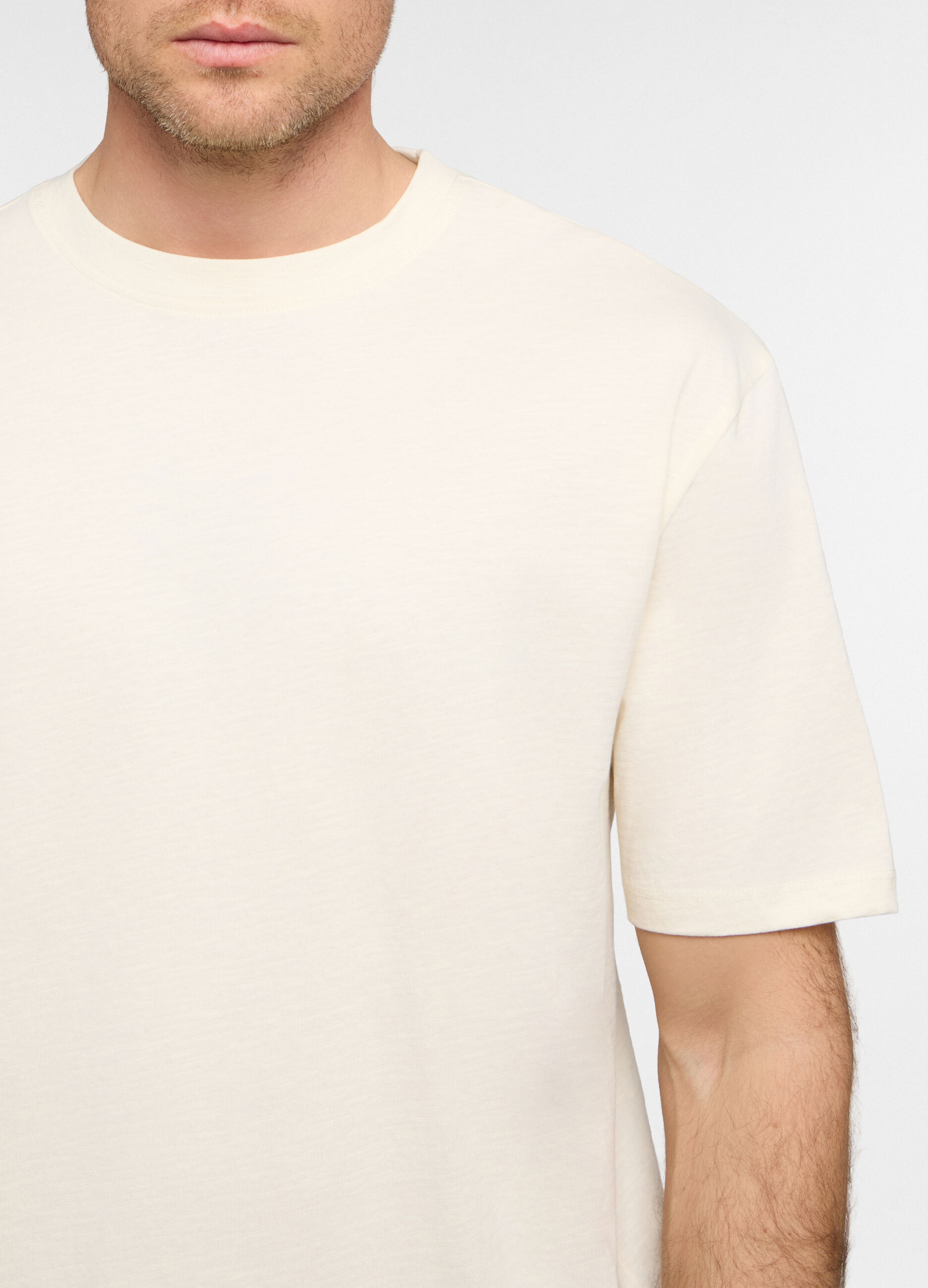 T-shirt girocollo in cotone fiammato uomo_2