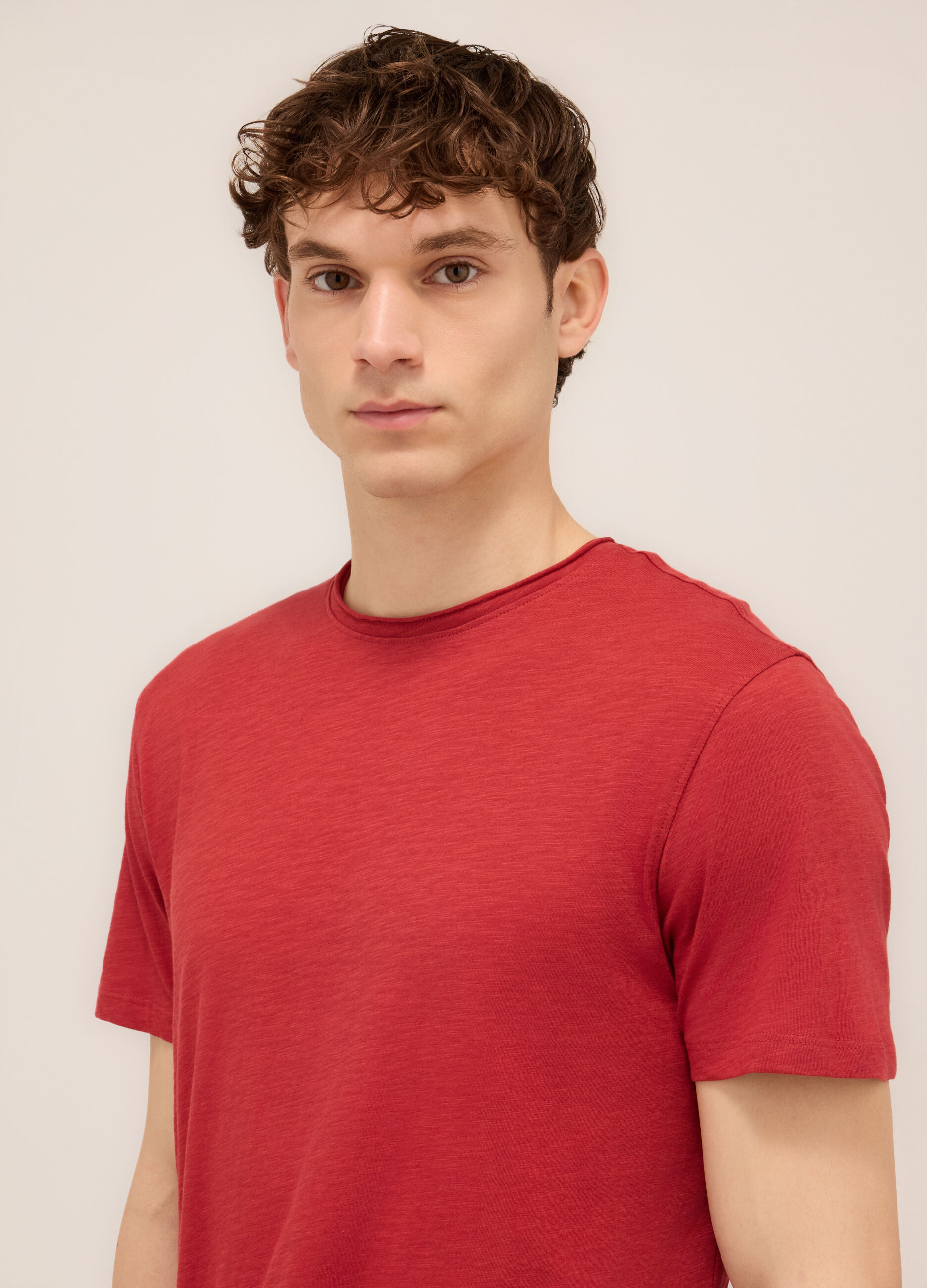 T-shirt girocollo in cotone fiammato uomo_2