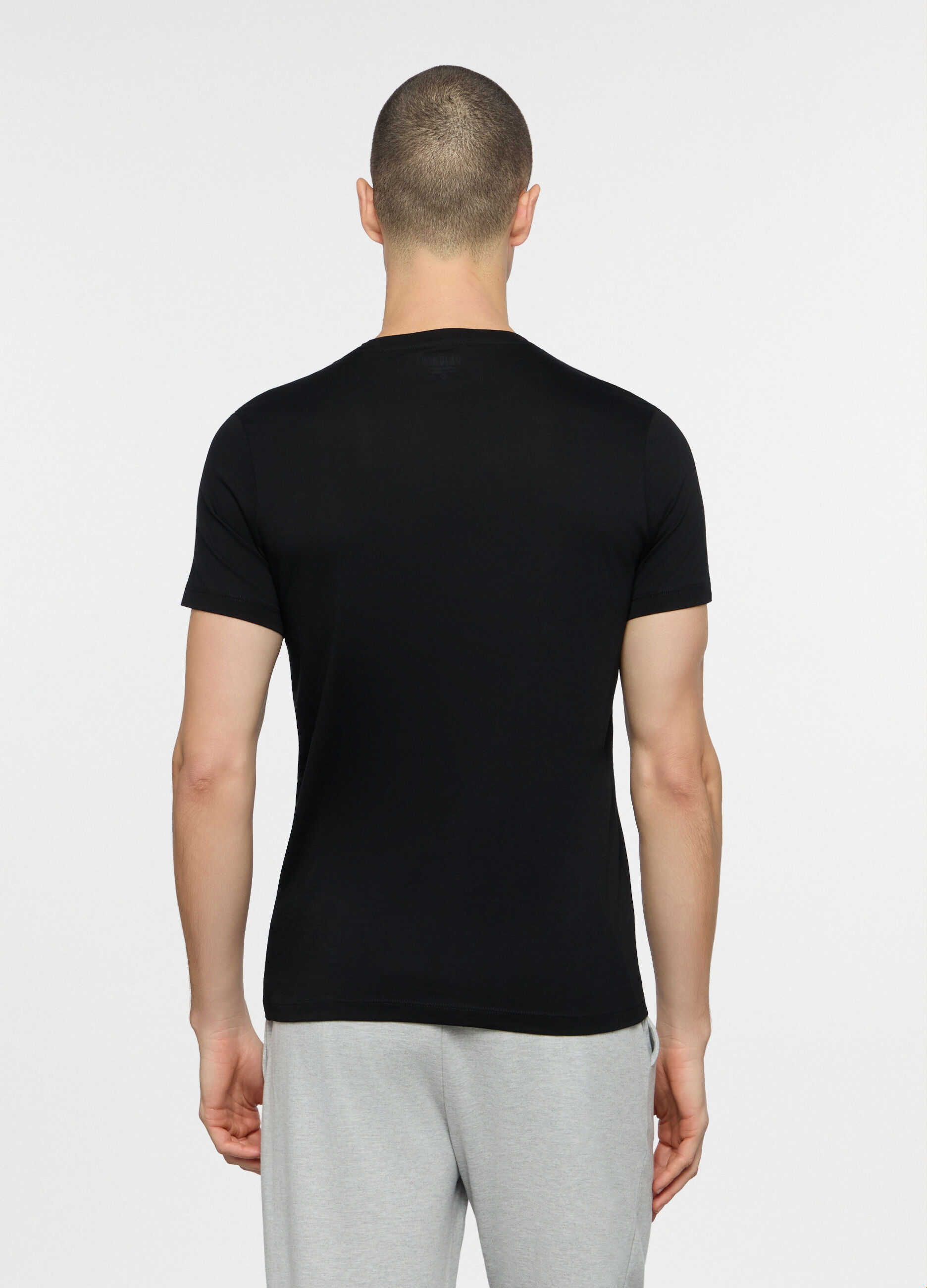 T-shirt scollo a V in jersey di cotone uomo_1