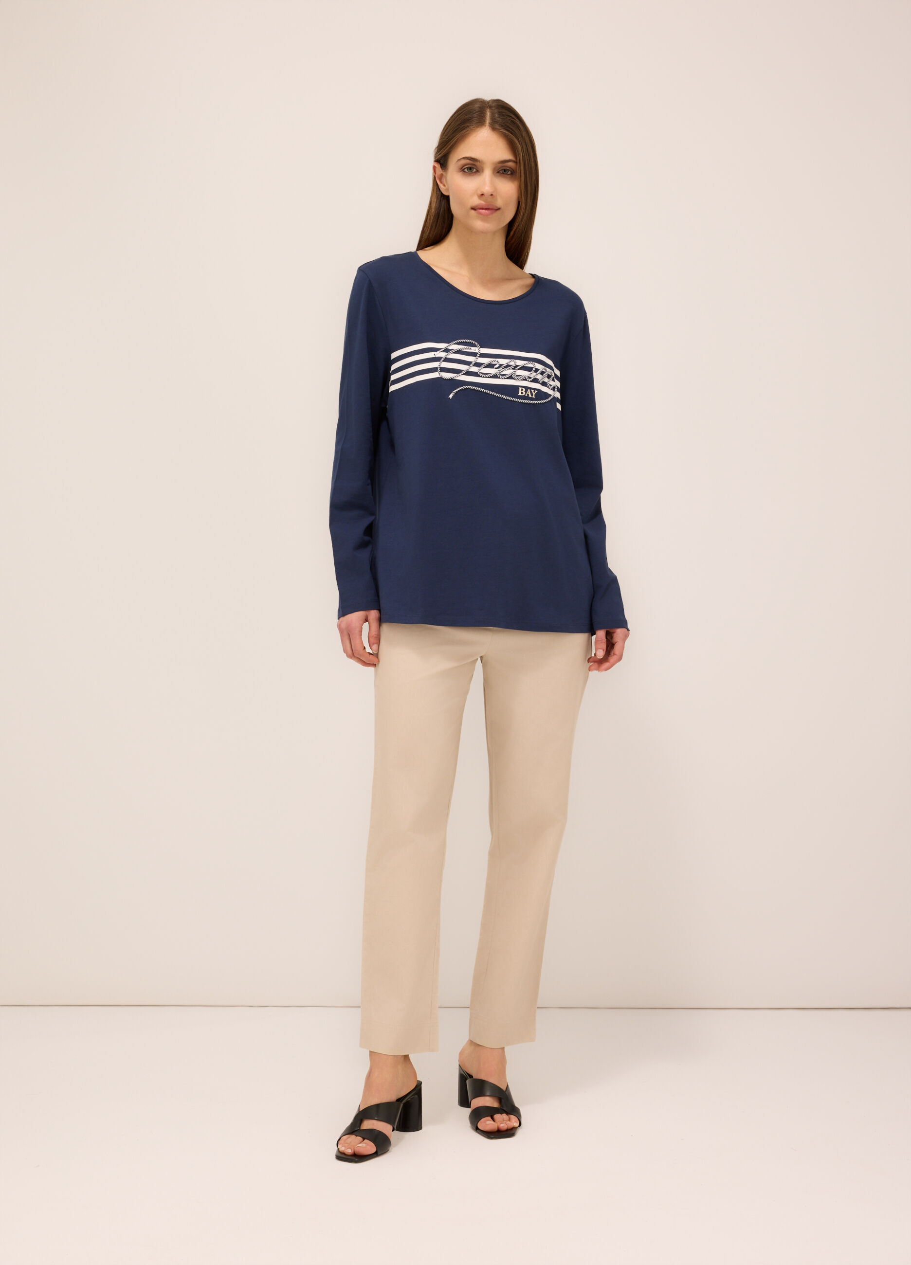 Pantaloni in popeline di puro cotone donna_0