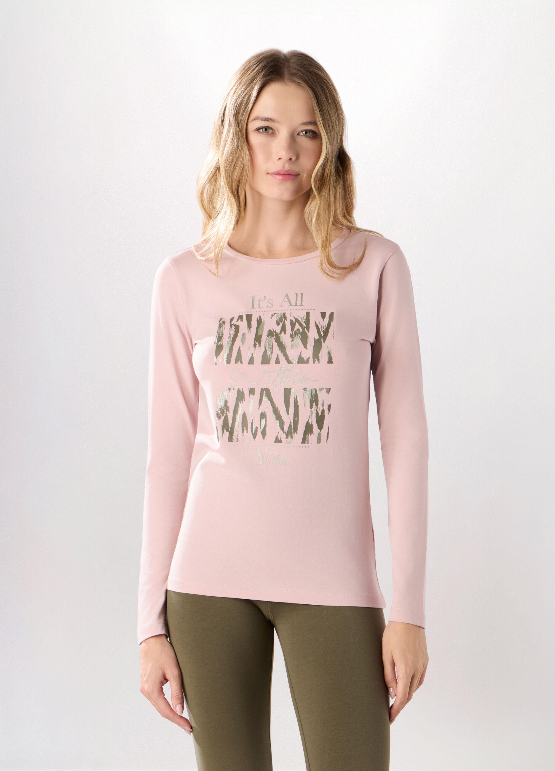 T-shirt in jersey di cotone stretch donna_0