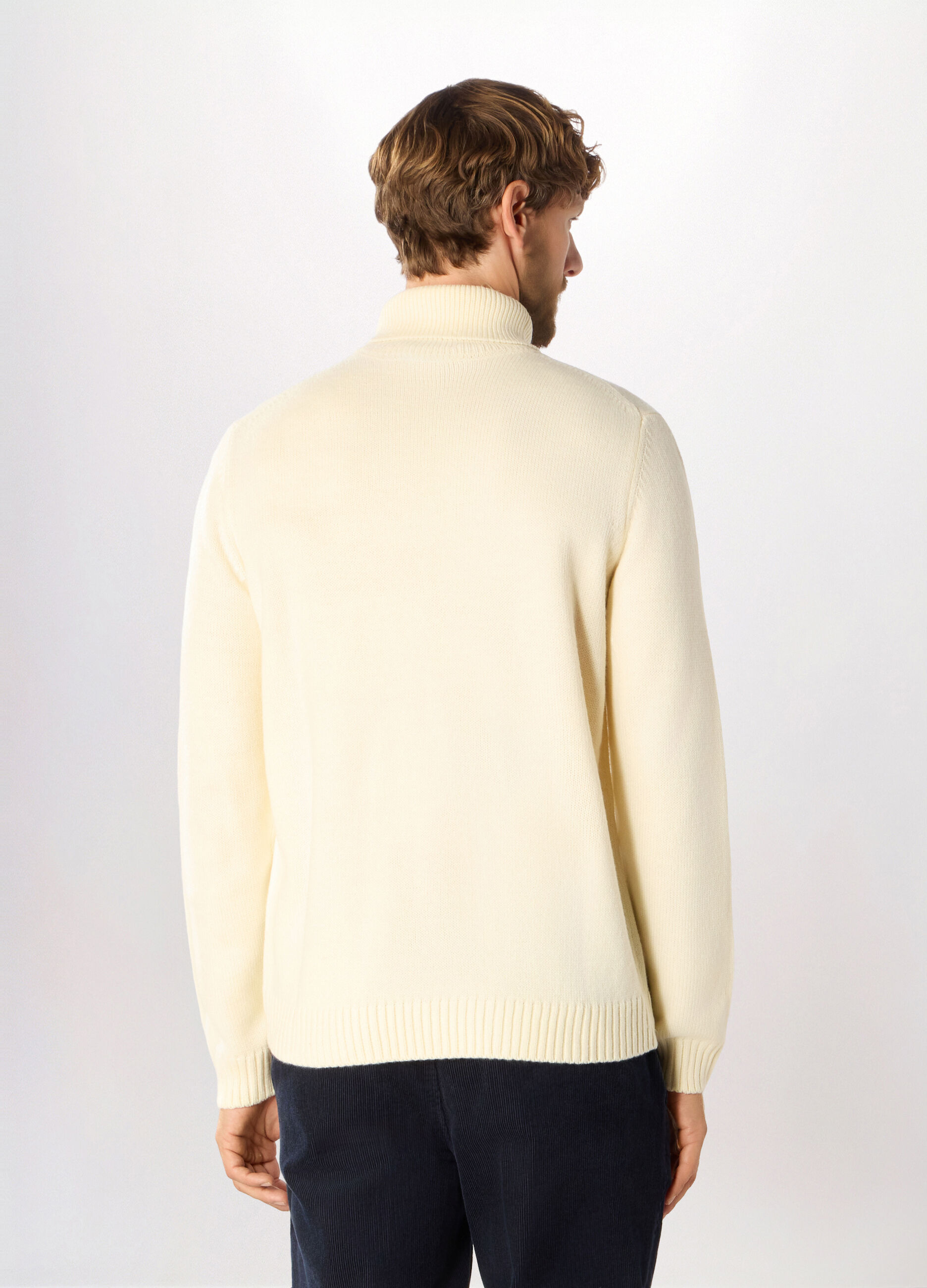 Maglione collo alto in maglia rasata uomo_1