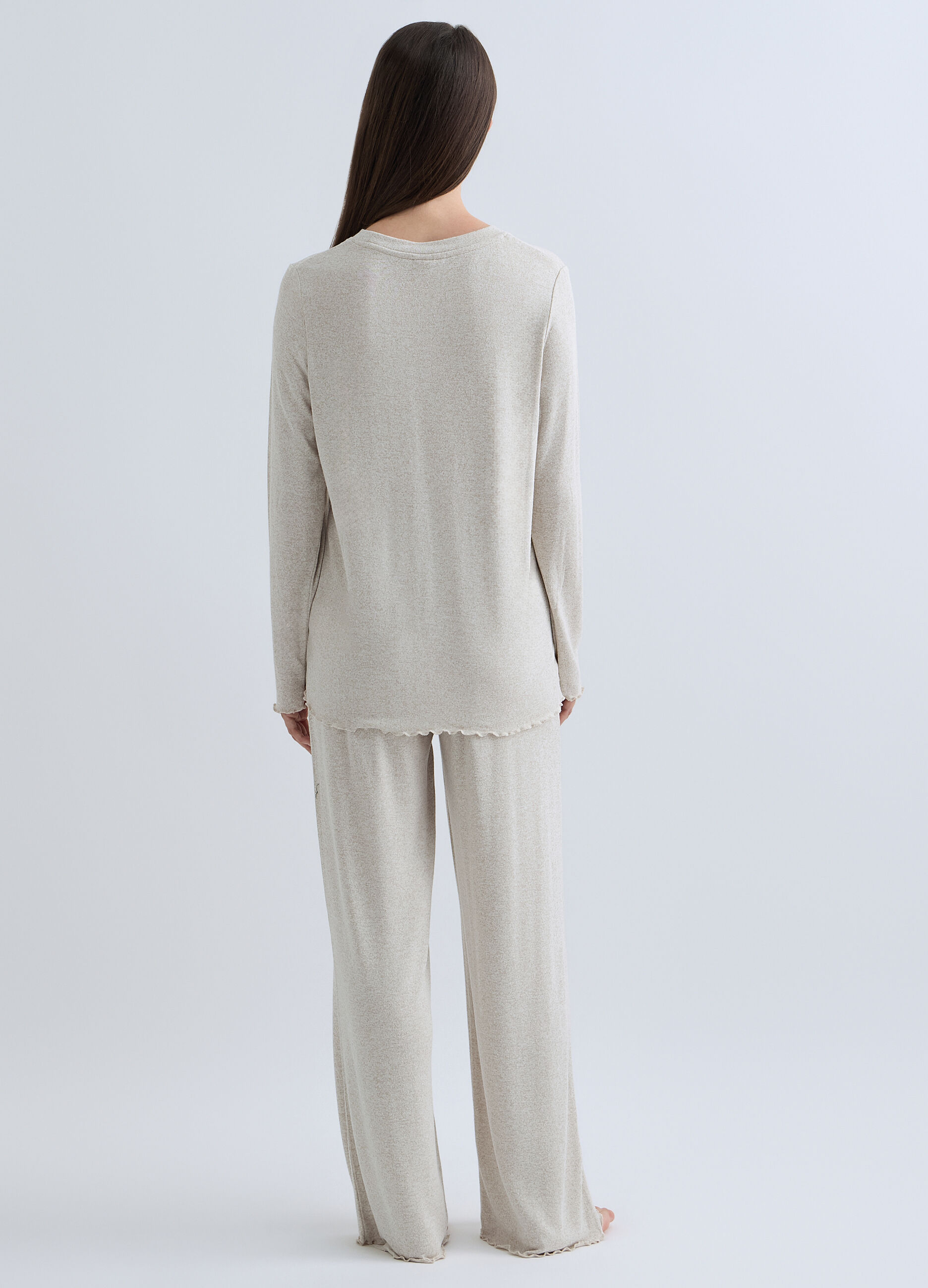 Set pigiama lungo in velour misto viscosa stretch donna_1